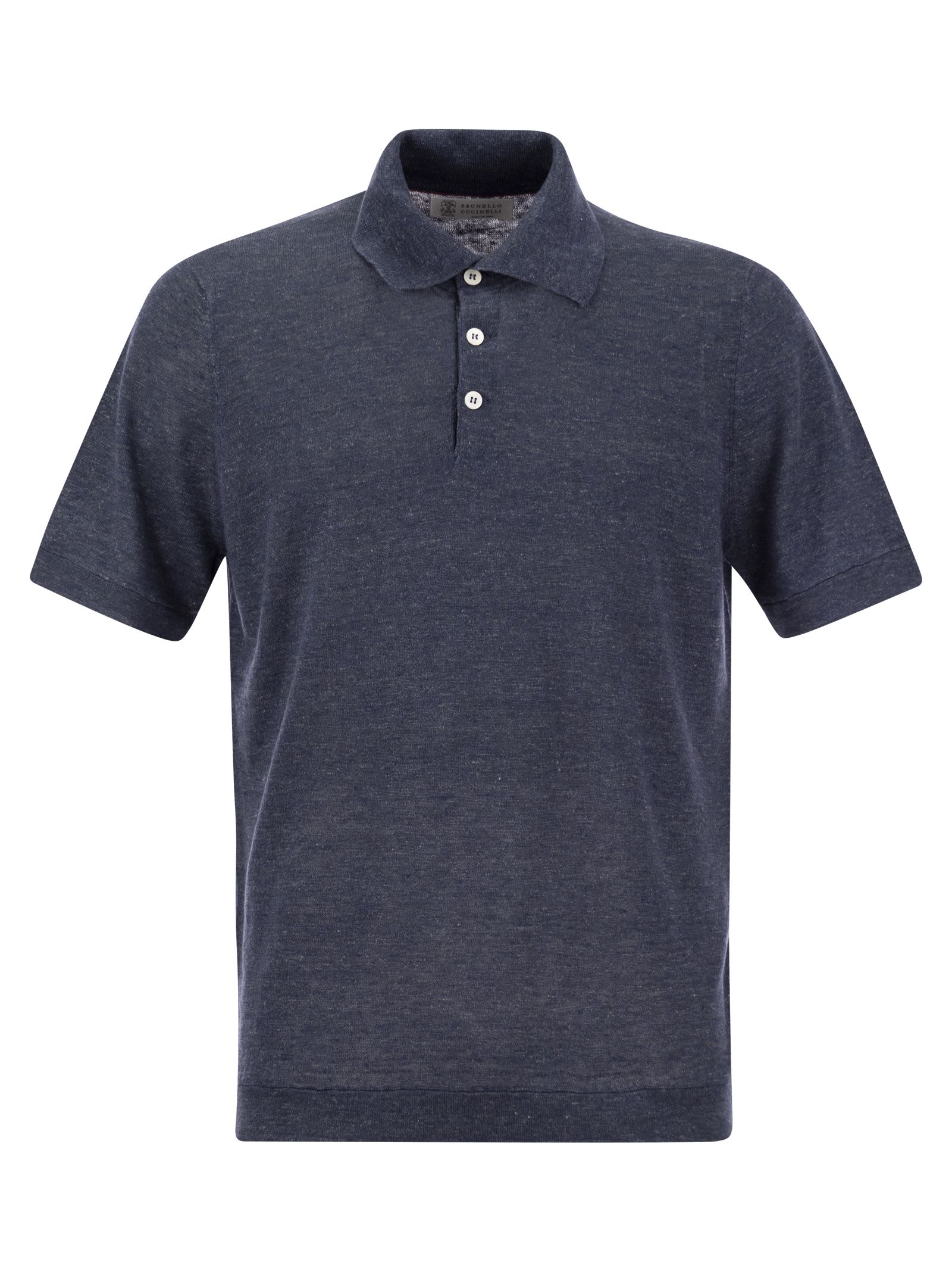 Linen And Cotton Knit Polo Shirt