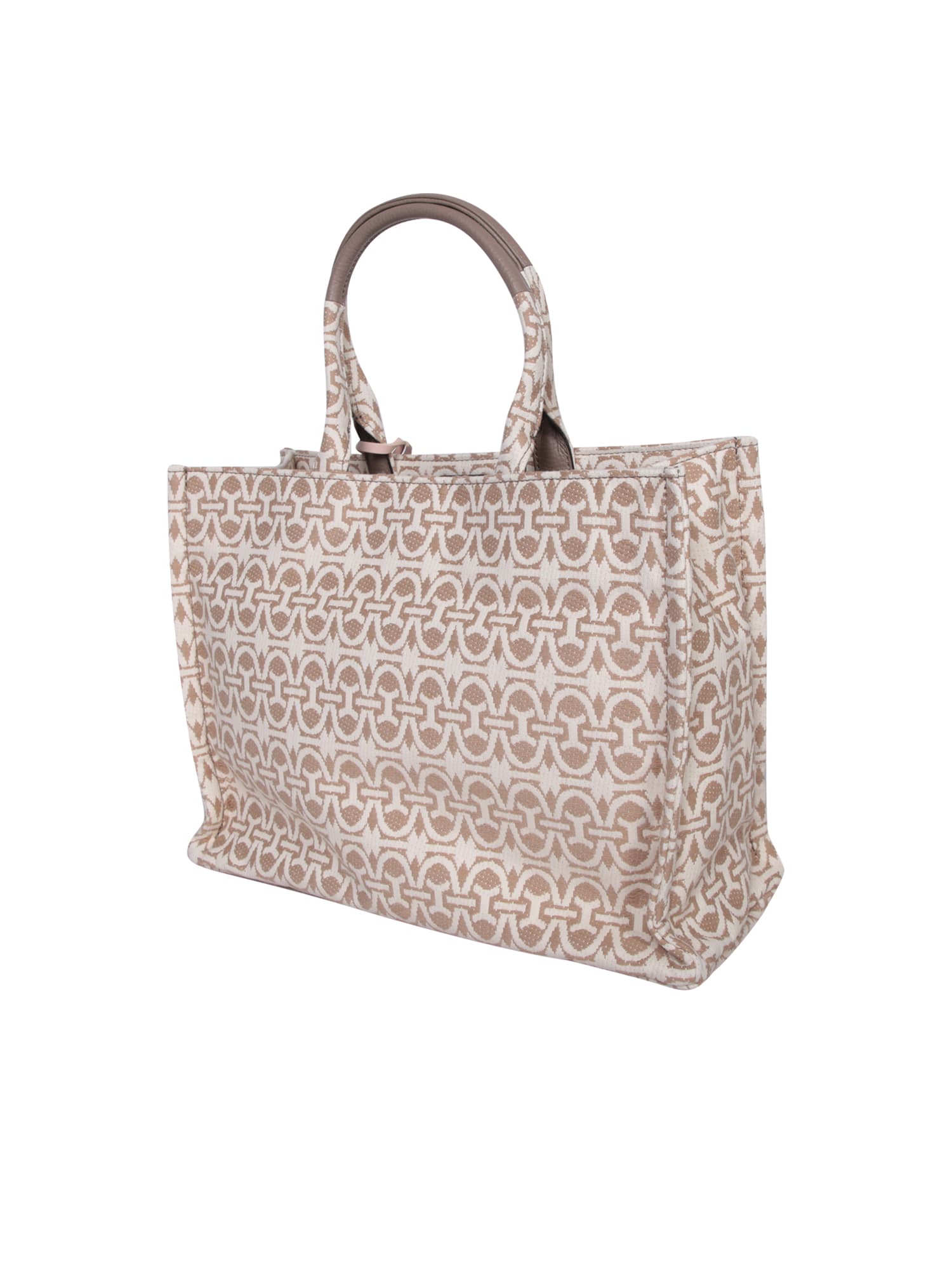 Shop Coccinelle Beige And White Tote Bag