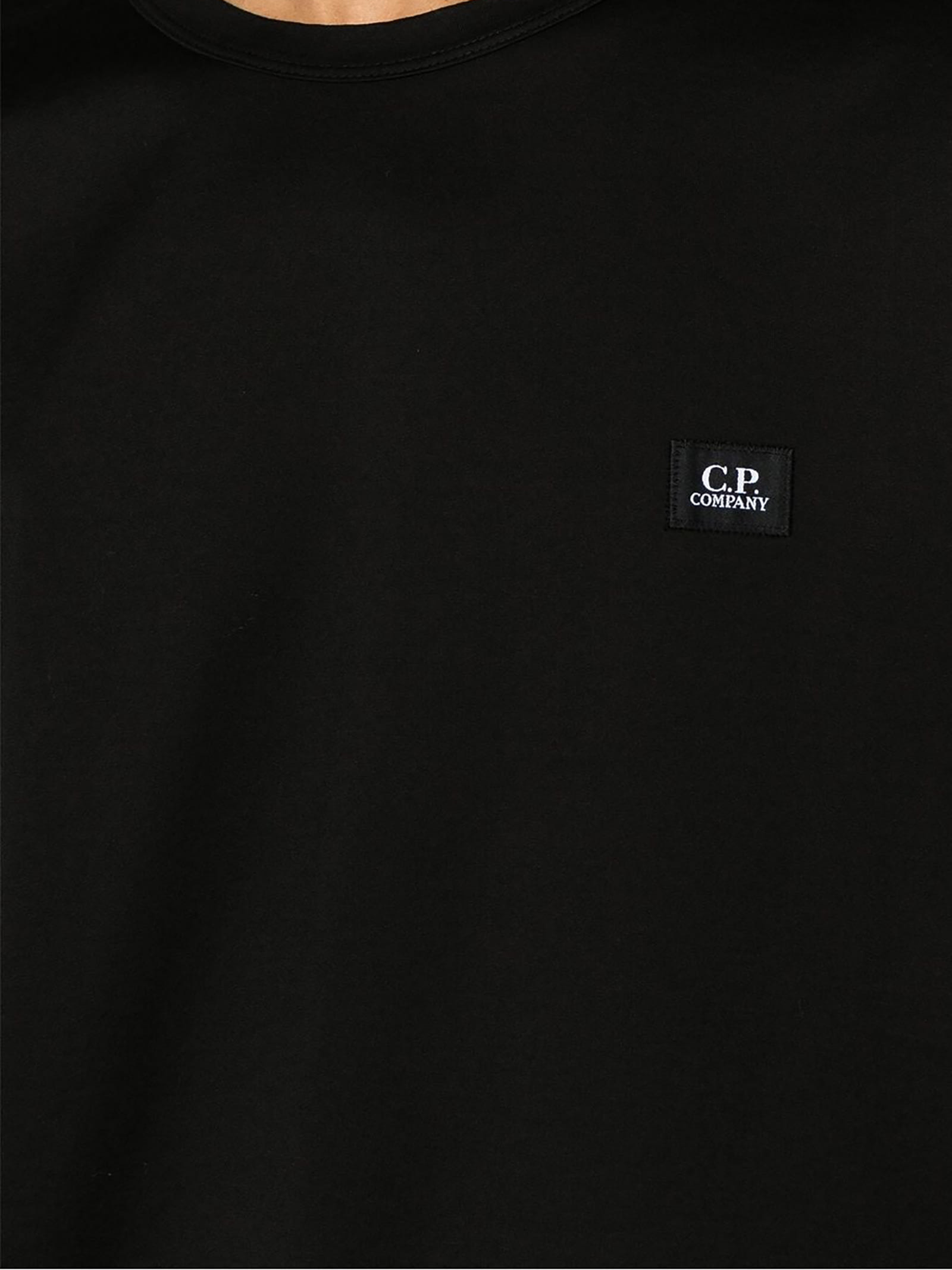 C.p. Company Blue T-shirt With Logo Printed On The Front In Black
