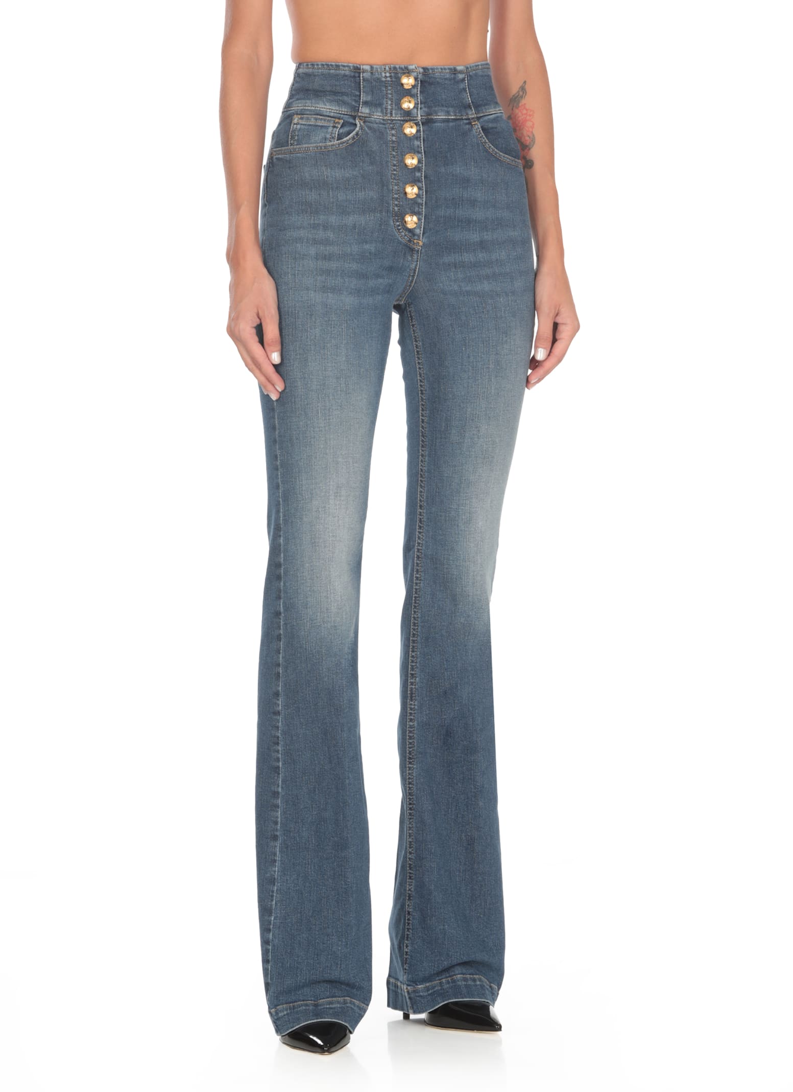 Shop Elisabetta Franchi Cotton Jeans In Blue