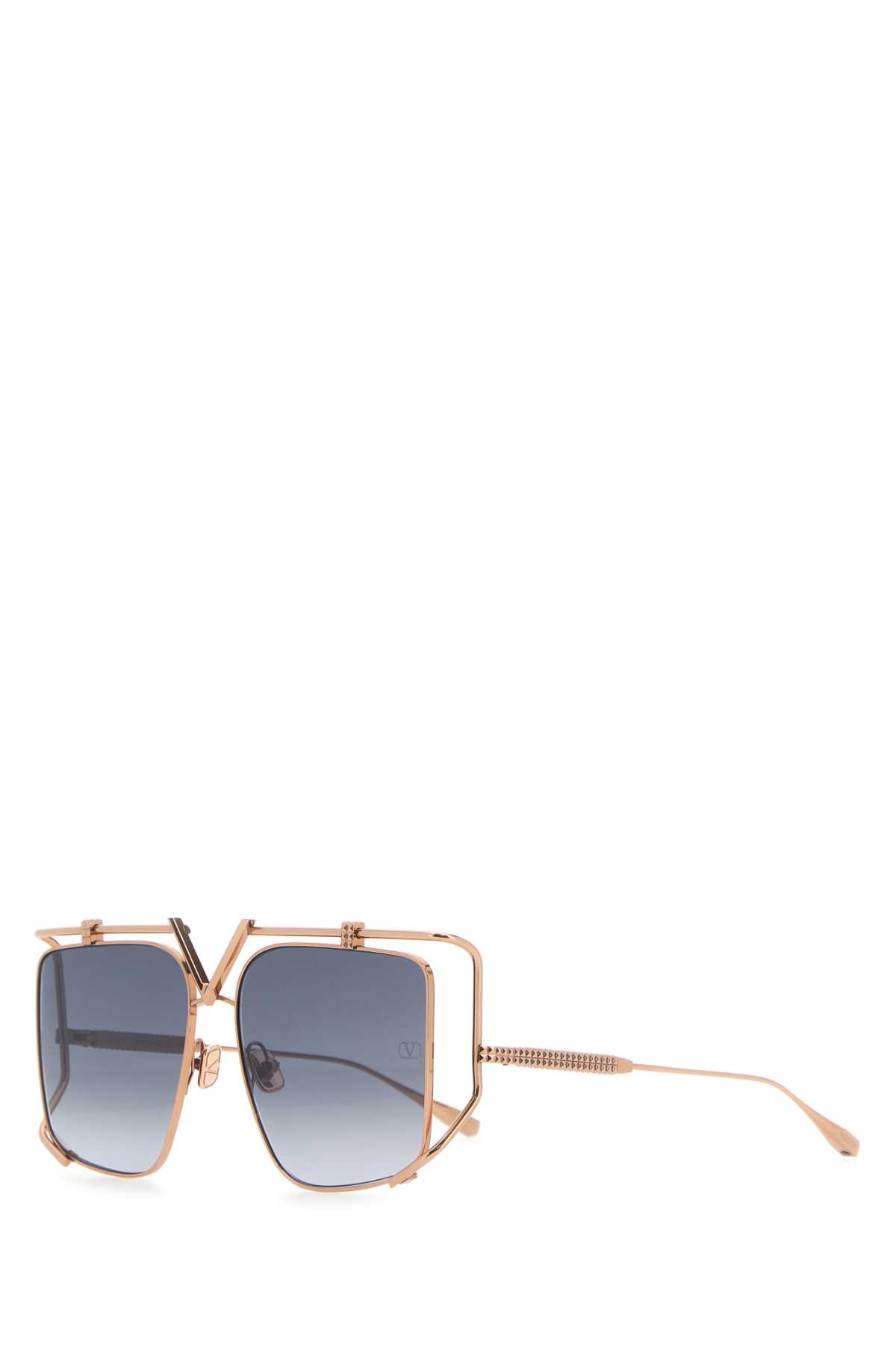 Shop Valentino Gold Metal V-light Sunglasses In Rse