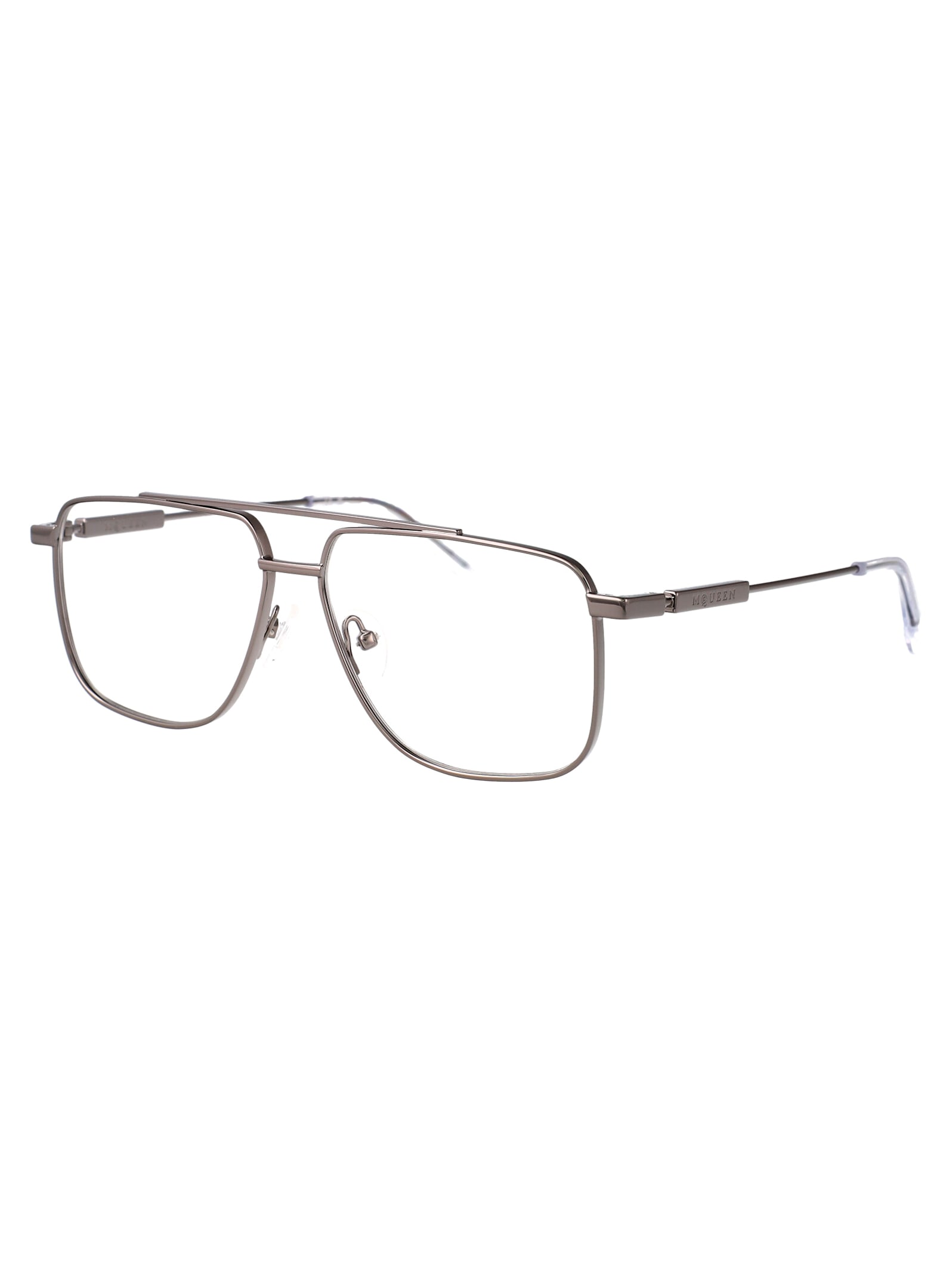 Alexander Mcqueen Am0480o Glasses In Ruthenium-ruthenium-transparent
