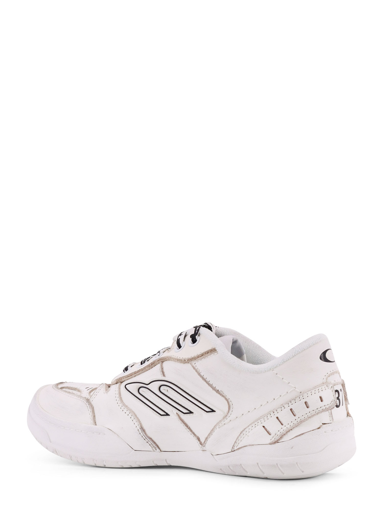 Balenciaga Hamptons Worn-out Leather Low-top Sneakers In White