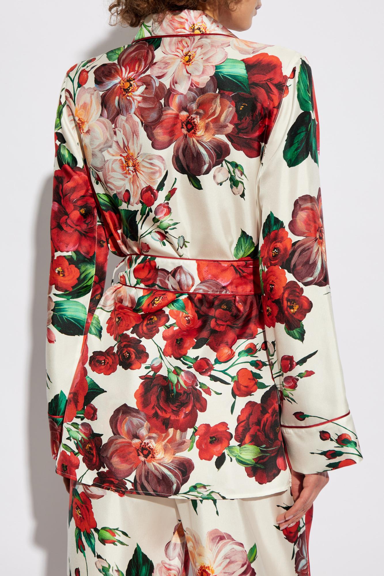 Dolce & Gabbana Women's Rose Print Pajama Shirt | Size 42 | F5i89t Color Is1zdha5pd In Pink