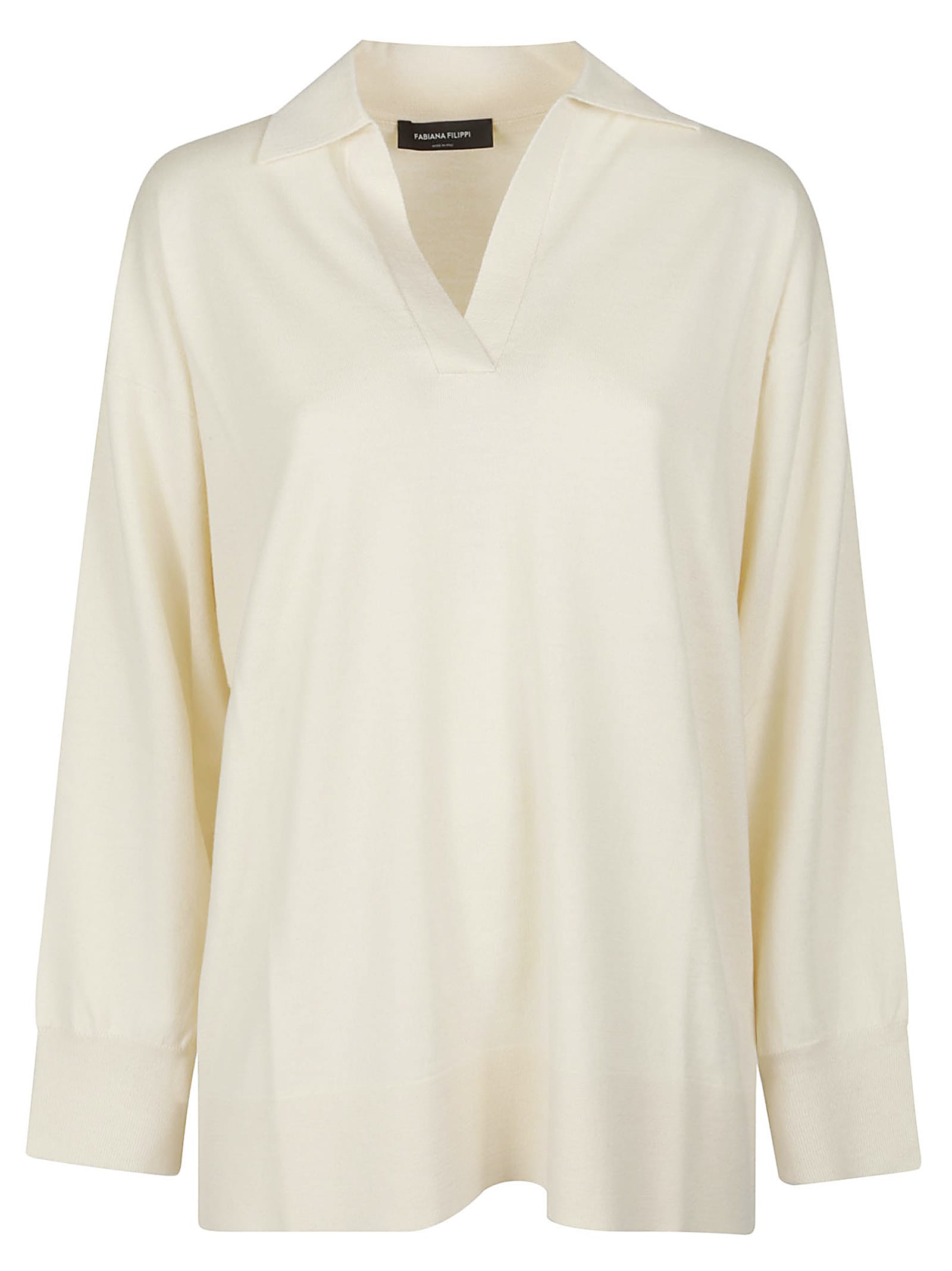 Shop Fabiana Filippi Polo Neck Sweater In Vaniglia