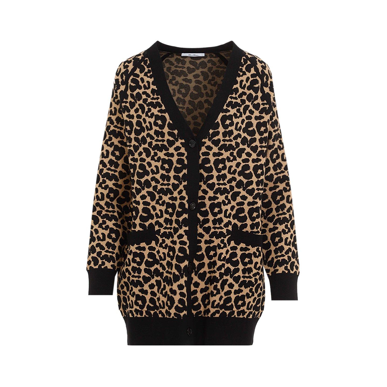 Leopard Patterned V-neck Cardigan
