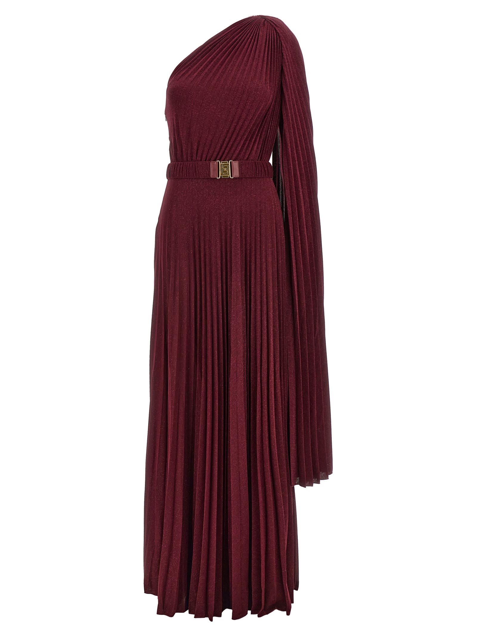 Shop Elisabetta Franchi One-shoulder Dress  In Bordeaux