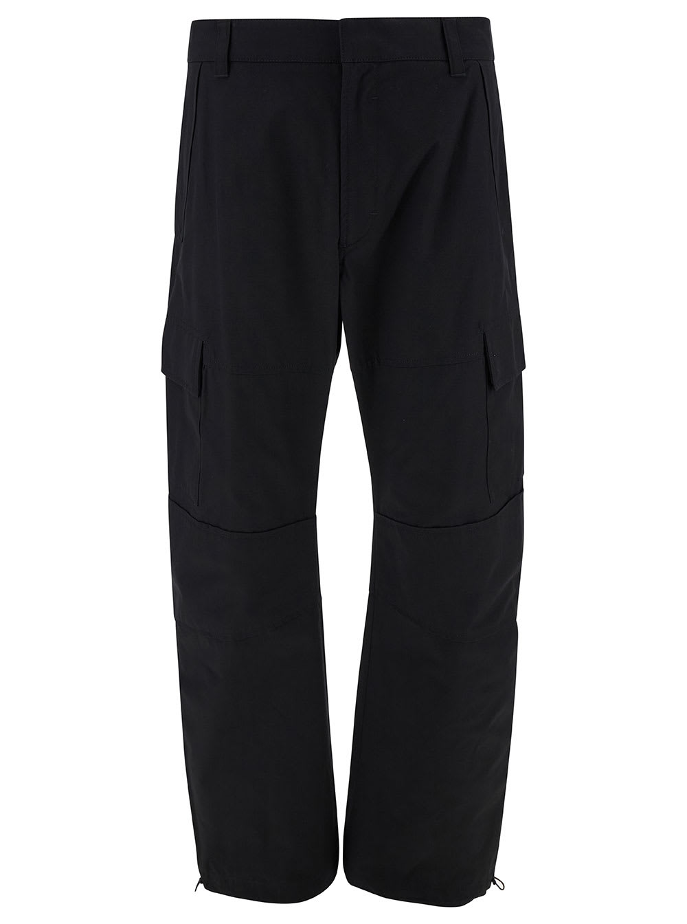 Shop Givenchy Black Arched Cargo Pants With Logo Embroidery In Cotton Man