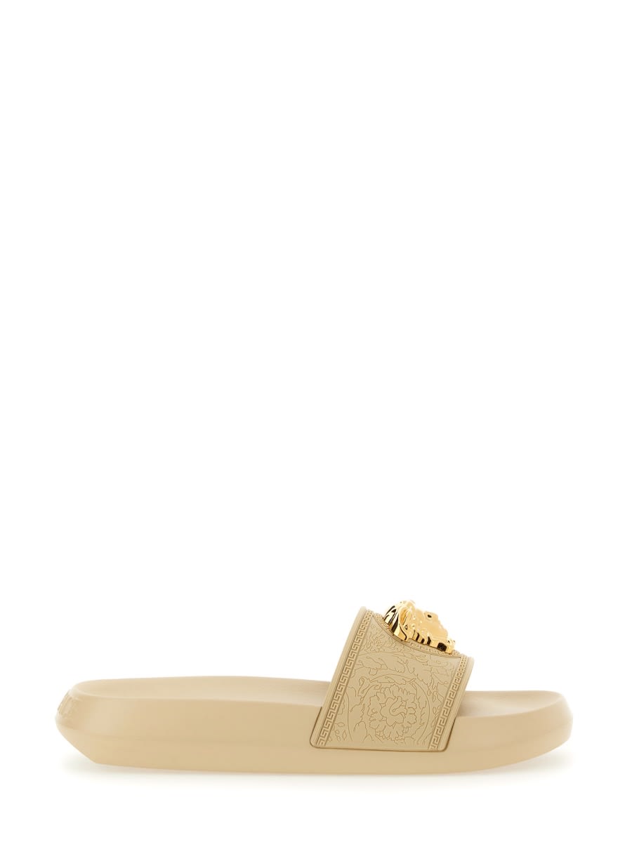 Shop Versace Slide Sandal Medusa In Gold