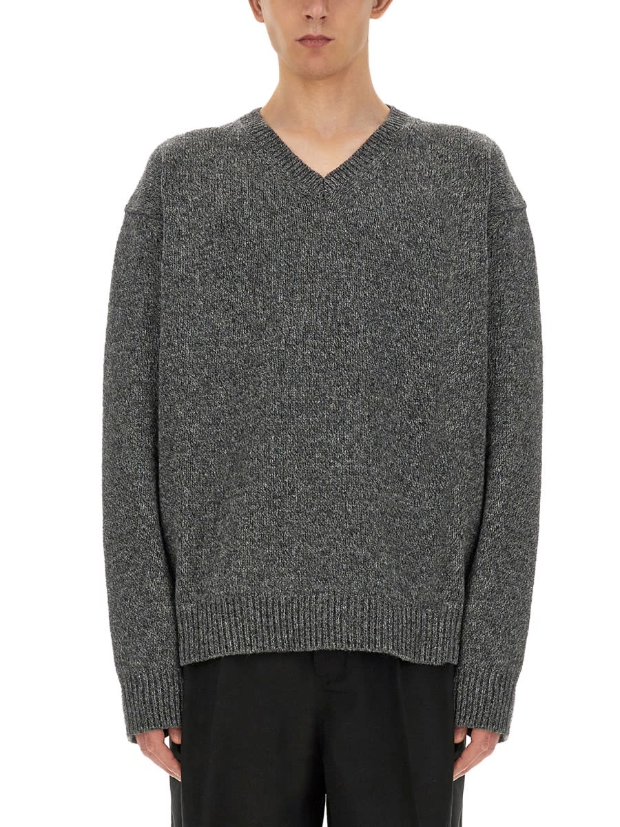 Shop Maison Margiela V-neck Sweater In Grey