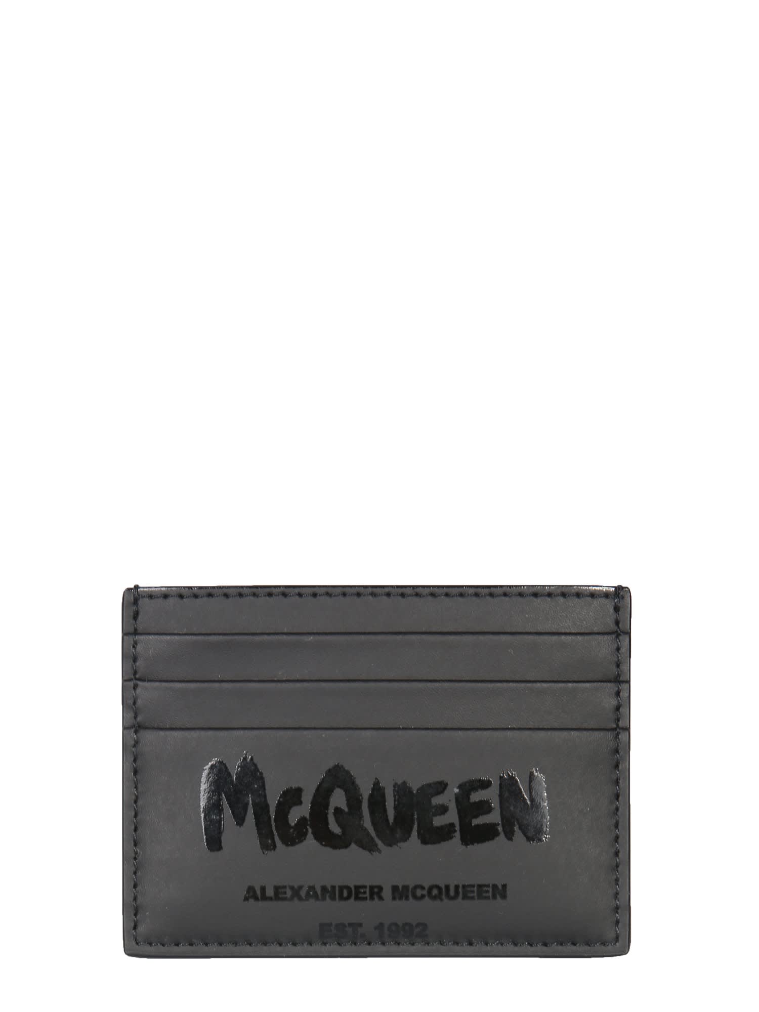 Alexander McQueen Card Holder With Graffiti Logo