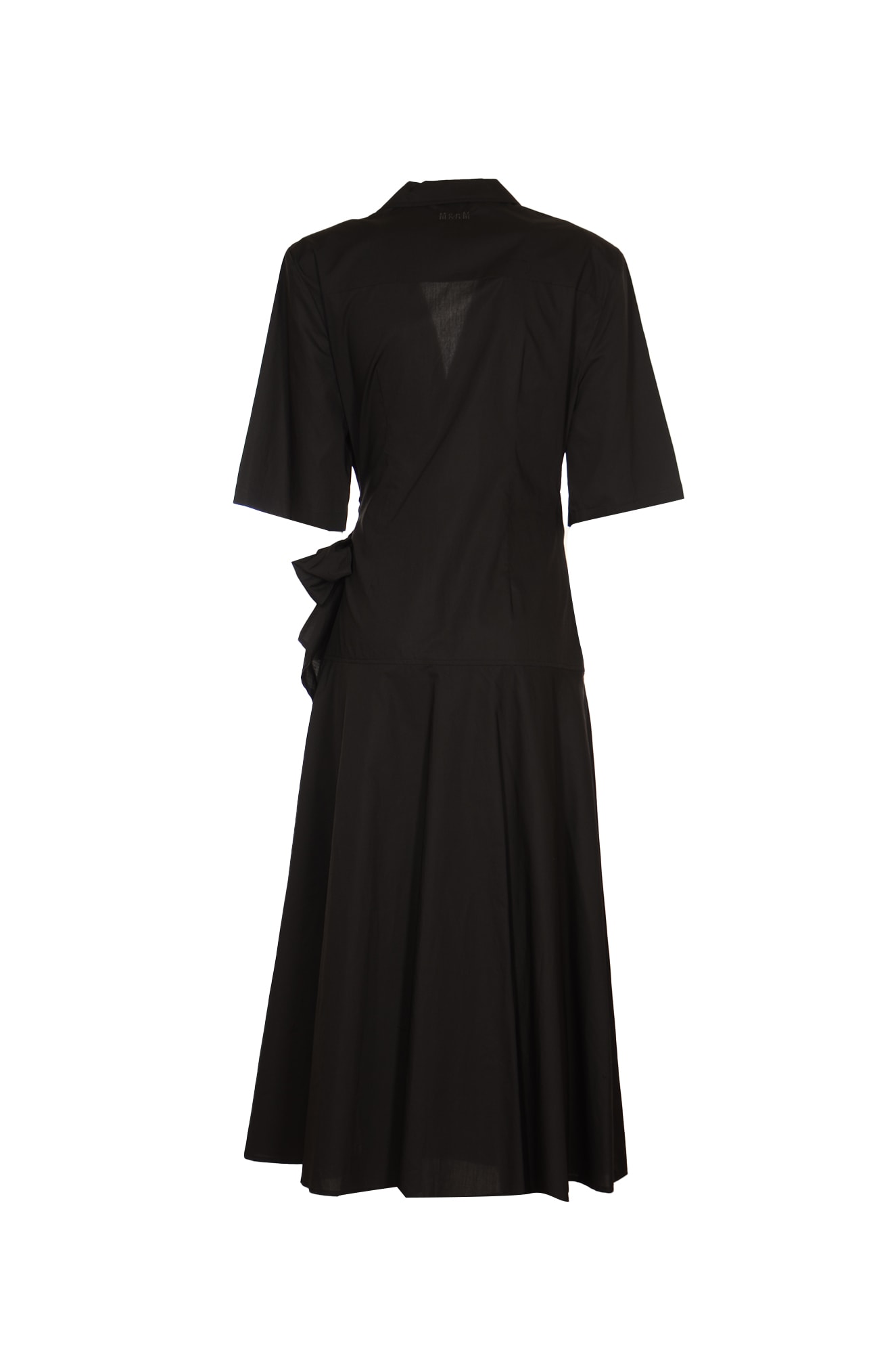 Shop Msgm Bow Detail Flared Long Dress In Black