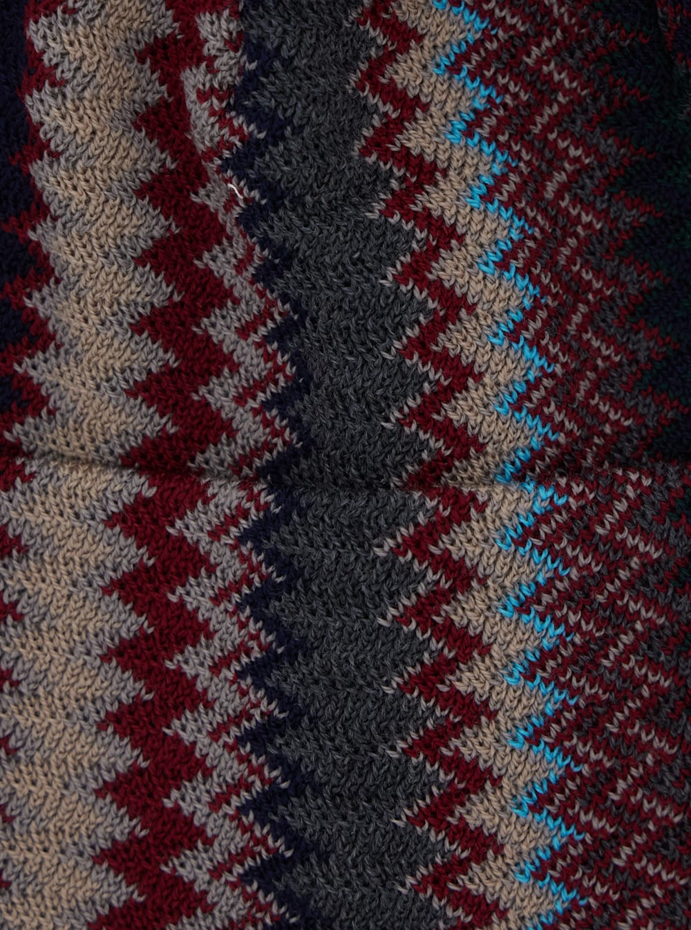 Missoni Multicolor Beanie With Turn-up Brim And Zigzag Motif In Wool Man In Multi