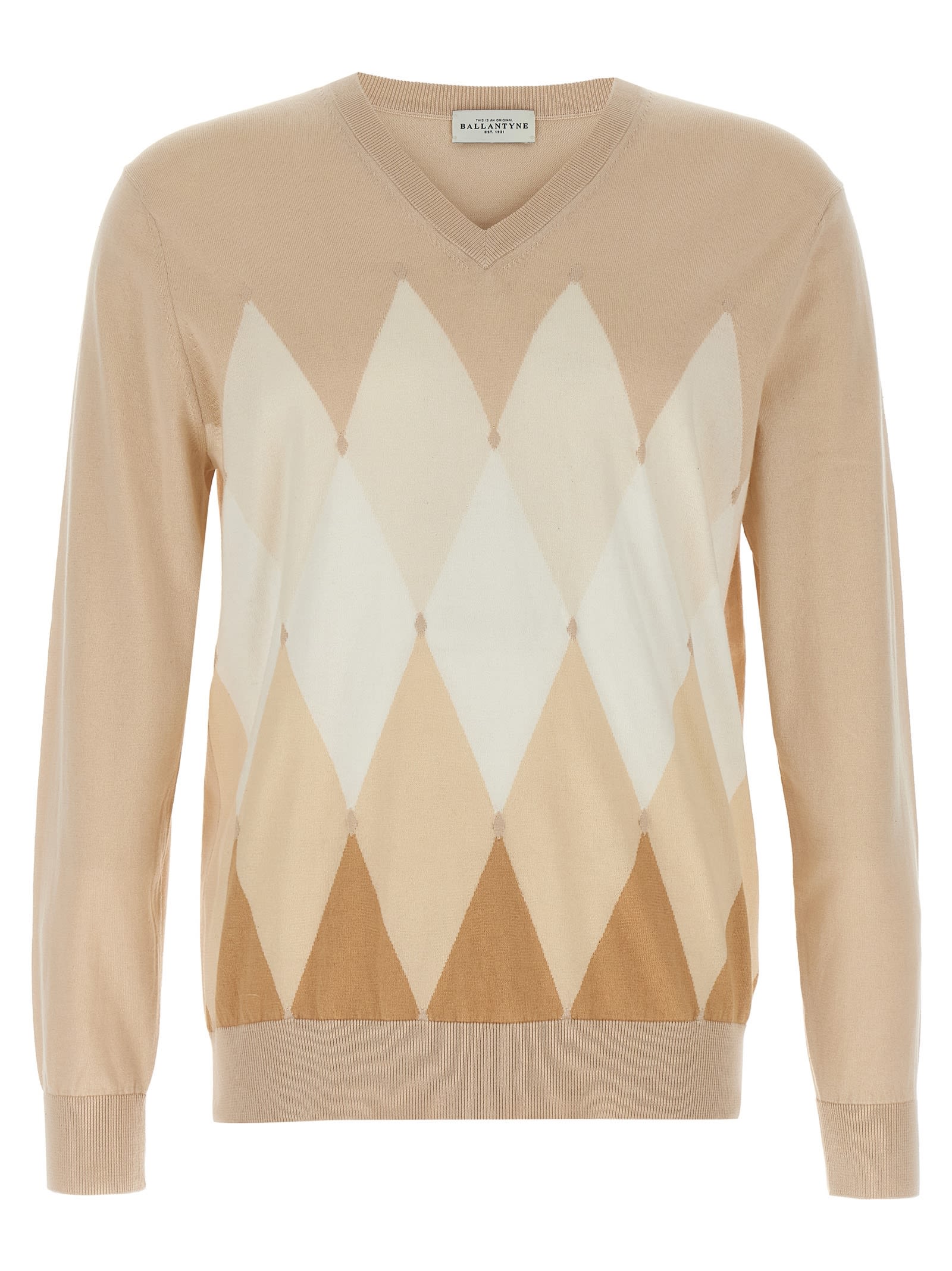 Ballantyne Argyle Sweater In Beige