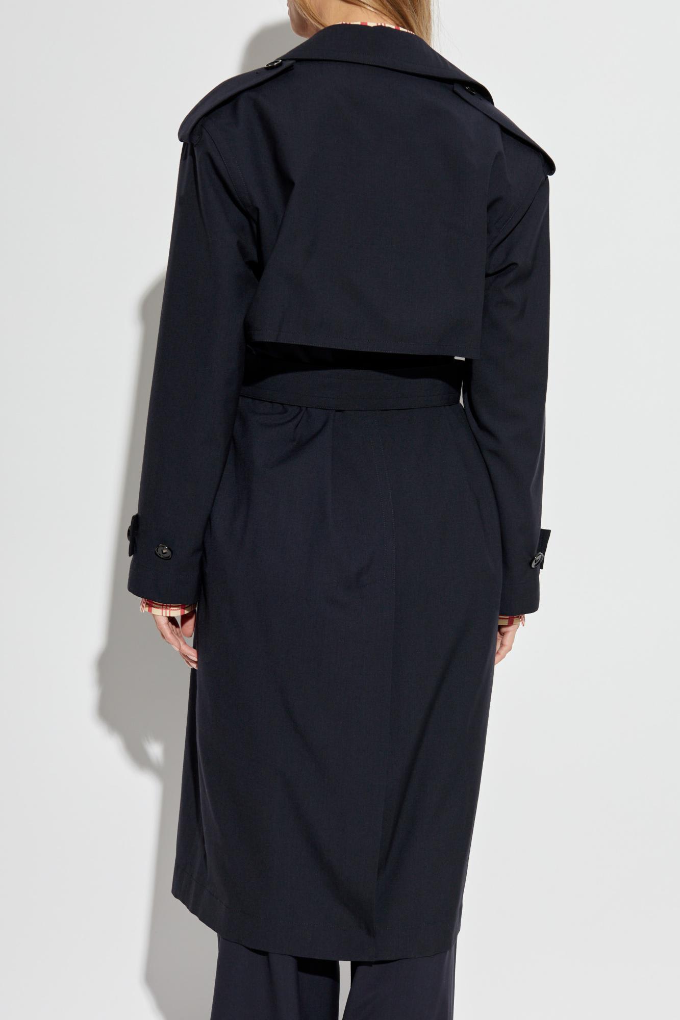 Bottega Veneta Double-breasted Wool Trench Coat In Blue