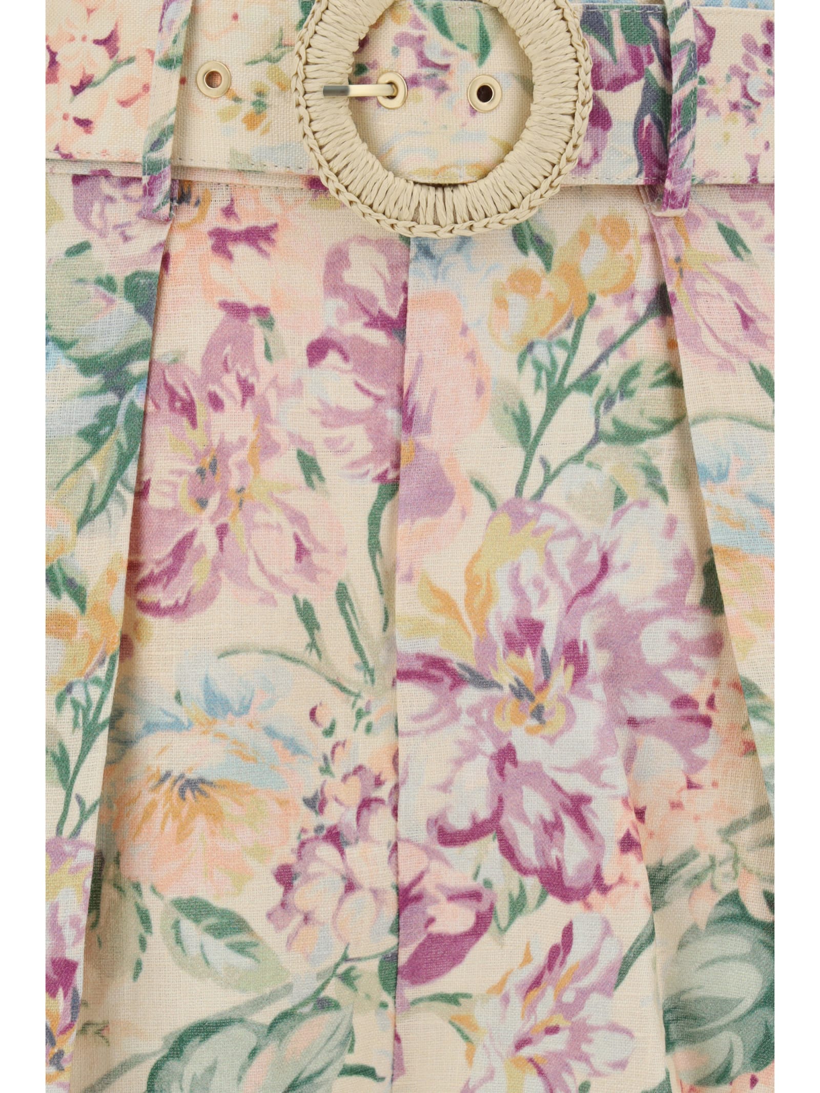 Shop Zimmermann Halliday Tuck Shorts In Multi Watercolour Floral