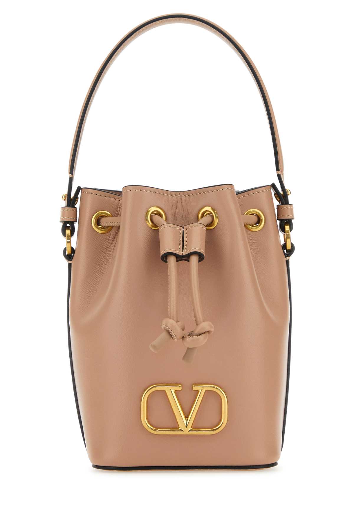 VALENTINO GARAVANI POWDER PINK NAPPA LEATHER VLOGO SIGNATURE BUCKET BAG 