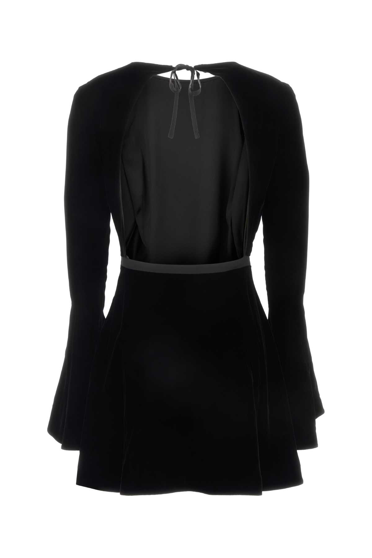 Shop Saint Laurent Black Velvet Mini Dress In Noir