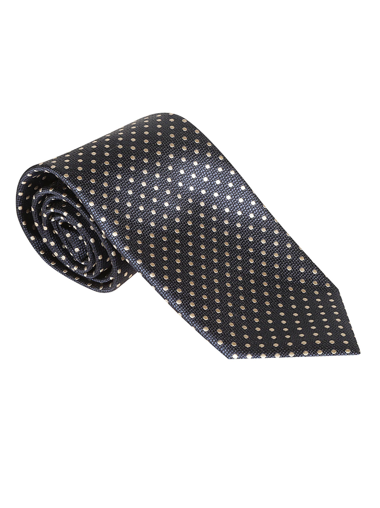 Tom Ford Dotted Print Neck Tie In Ink Blue