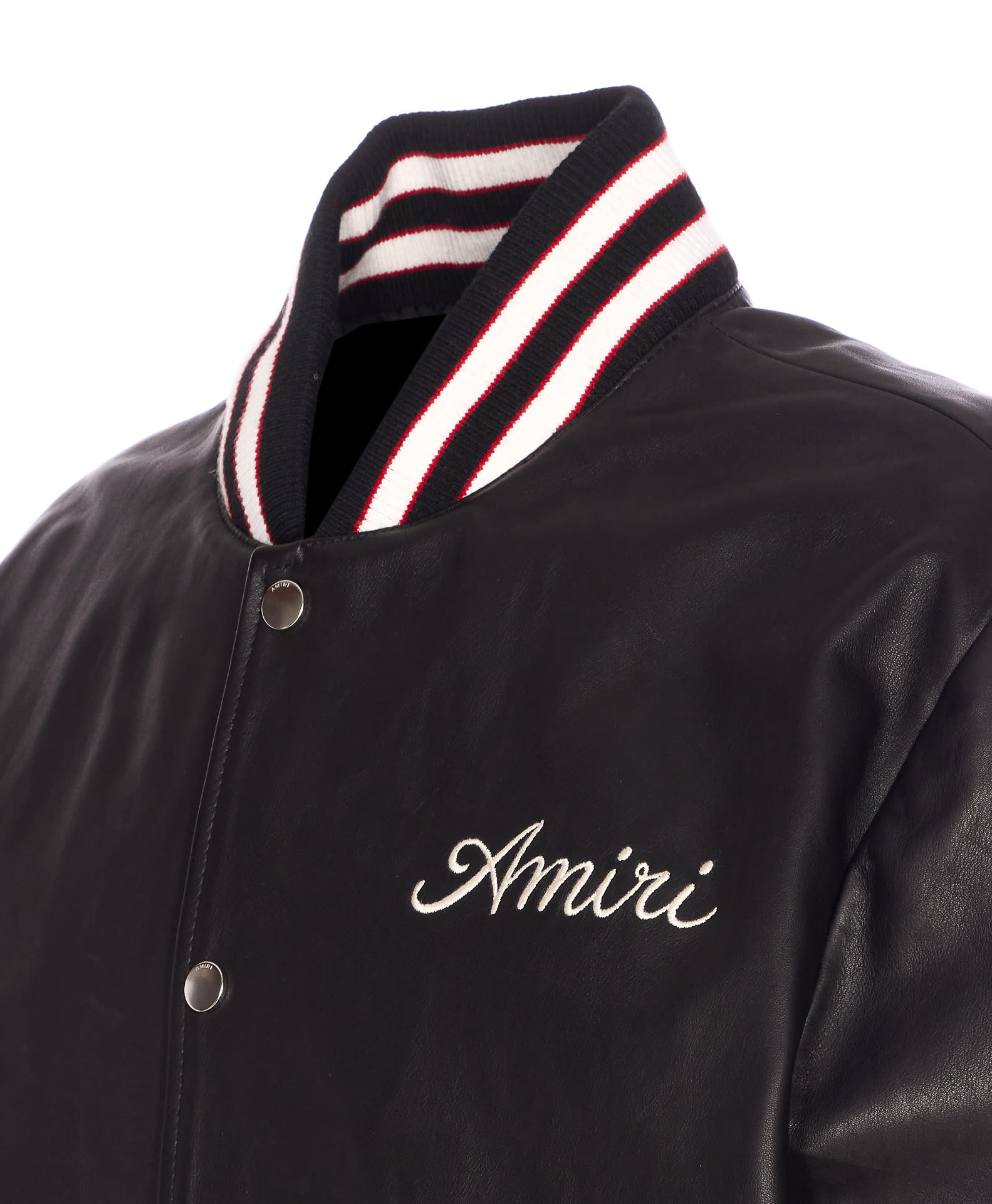 Amiri Leather Jacket With Elasticized Collar And Cuffs In Black