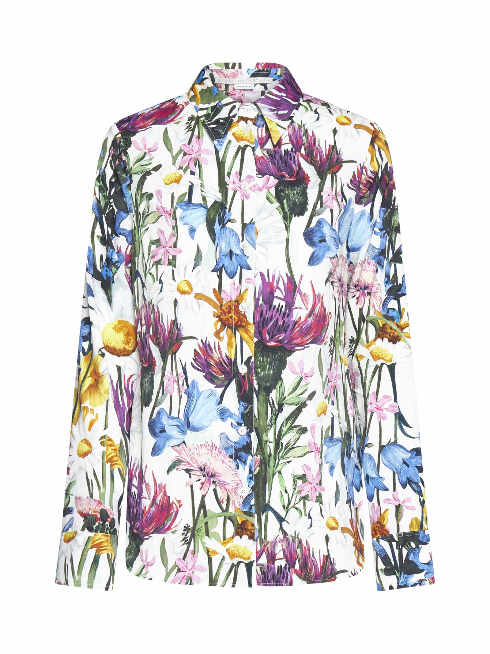 Stella Mccartney Floral Printed Buttoned Shirt In Sapphire Blue