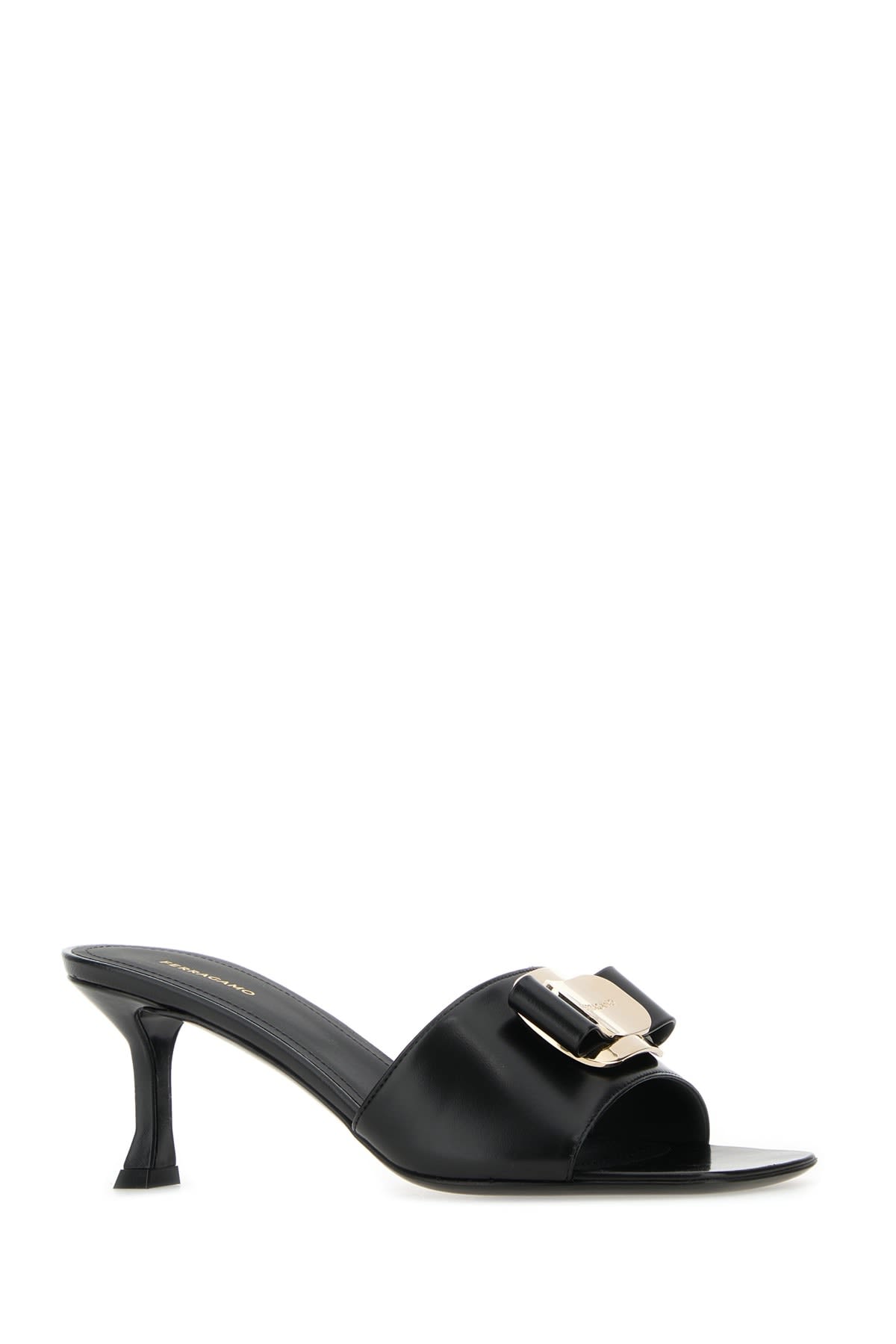 Ferragamo Zelie 55 Vara Plate Leather Sandals In Neronero