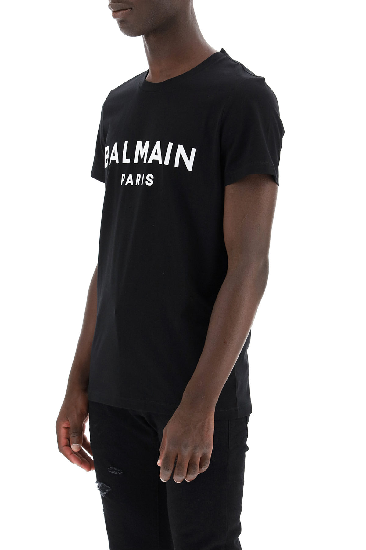 Shop Balmain Logo T-shirt In Black