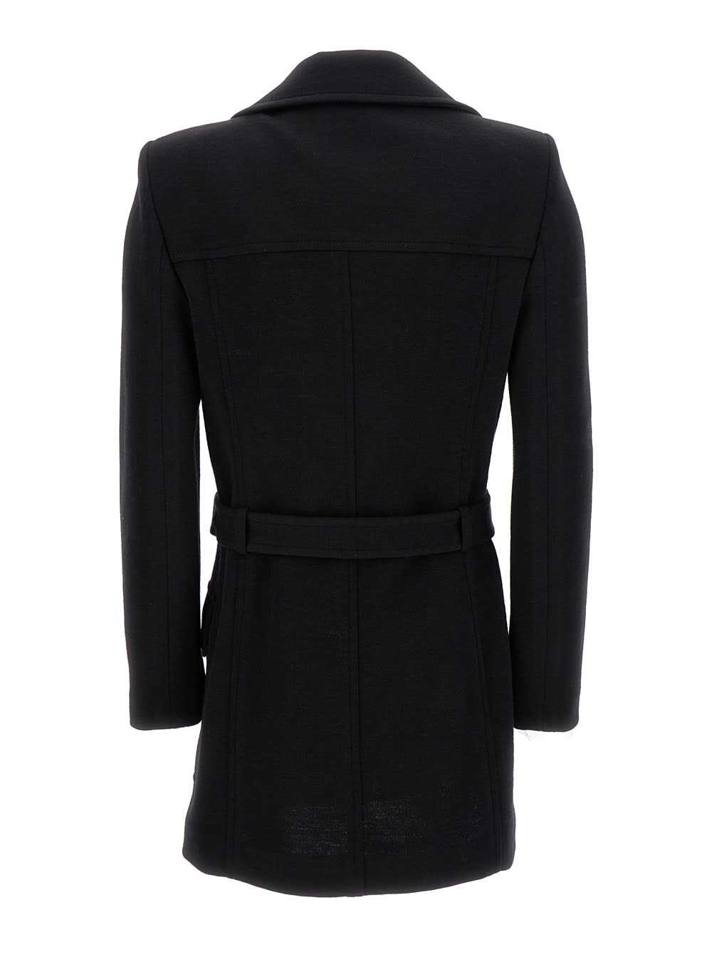 Shop Saint Laurent Black Double-breasted Saharienne Jacket In Wool Blend Woman