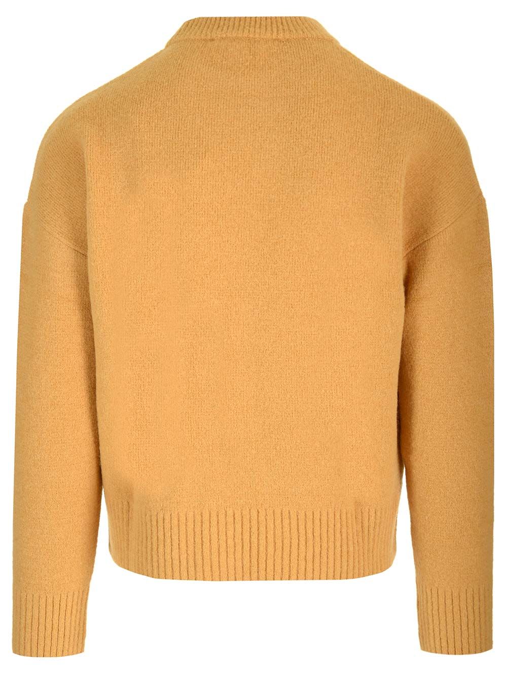 Shop Ami Alexandre Mattiussi Ami De Coeur Crew Neck Sweater In Yellow