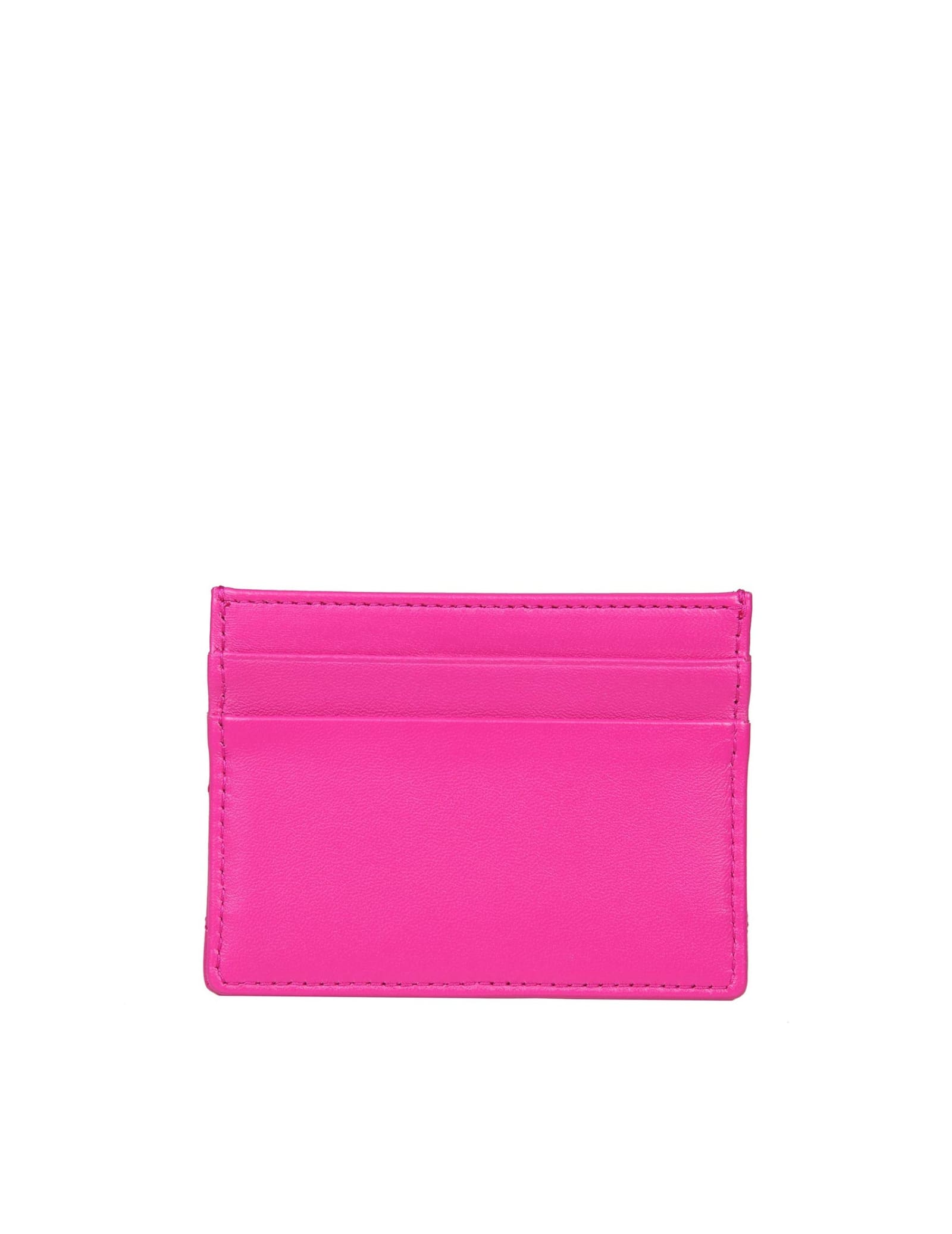 Shop Dolce & Gabbana Devotion Card Holder In Shocking Pink Leather In Rosa Shocking
