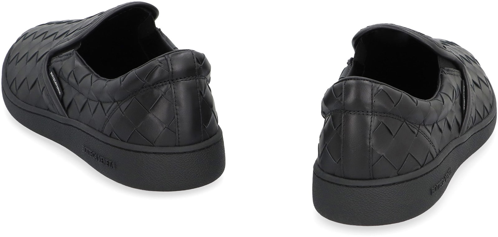 Bottega Veneta Sawyer Blue Slip-on Sneakers With Logo Detail And Intreccio Motif In Leather Man In Black