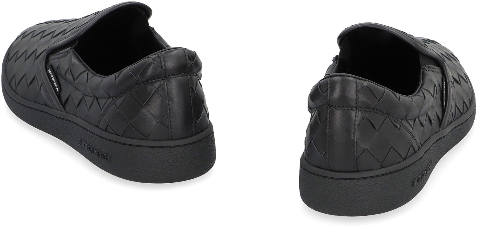 Shop Bottega Veneta Sawyer Leather Slip-on In Black