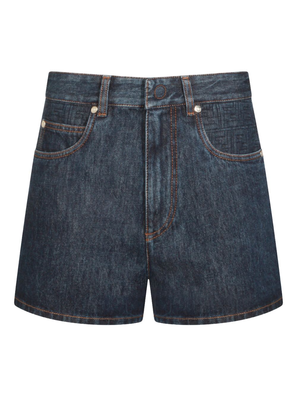 Fendi Denim Cotton Shorts In Blue