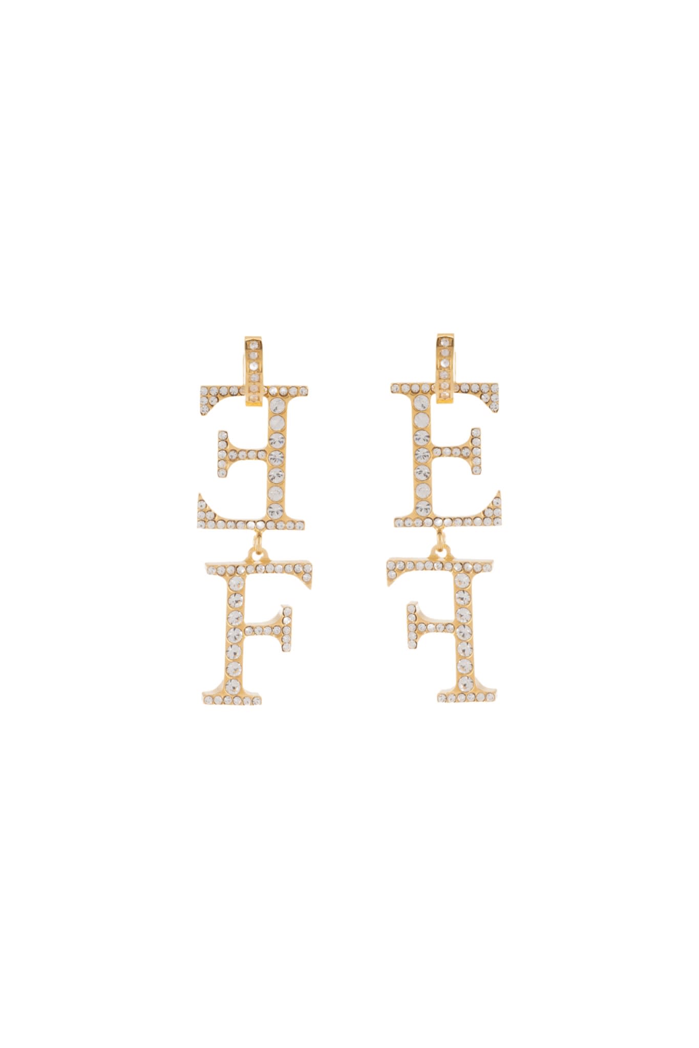 Logo Drop Earrings With Rhinestones