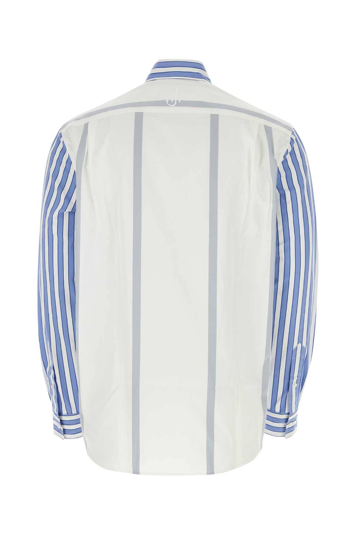 Shop Jw Anderson Embroidered Poplin Shirt In Bluewhite