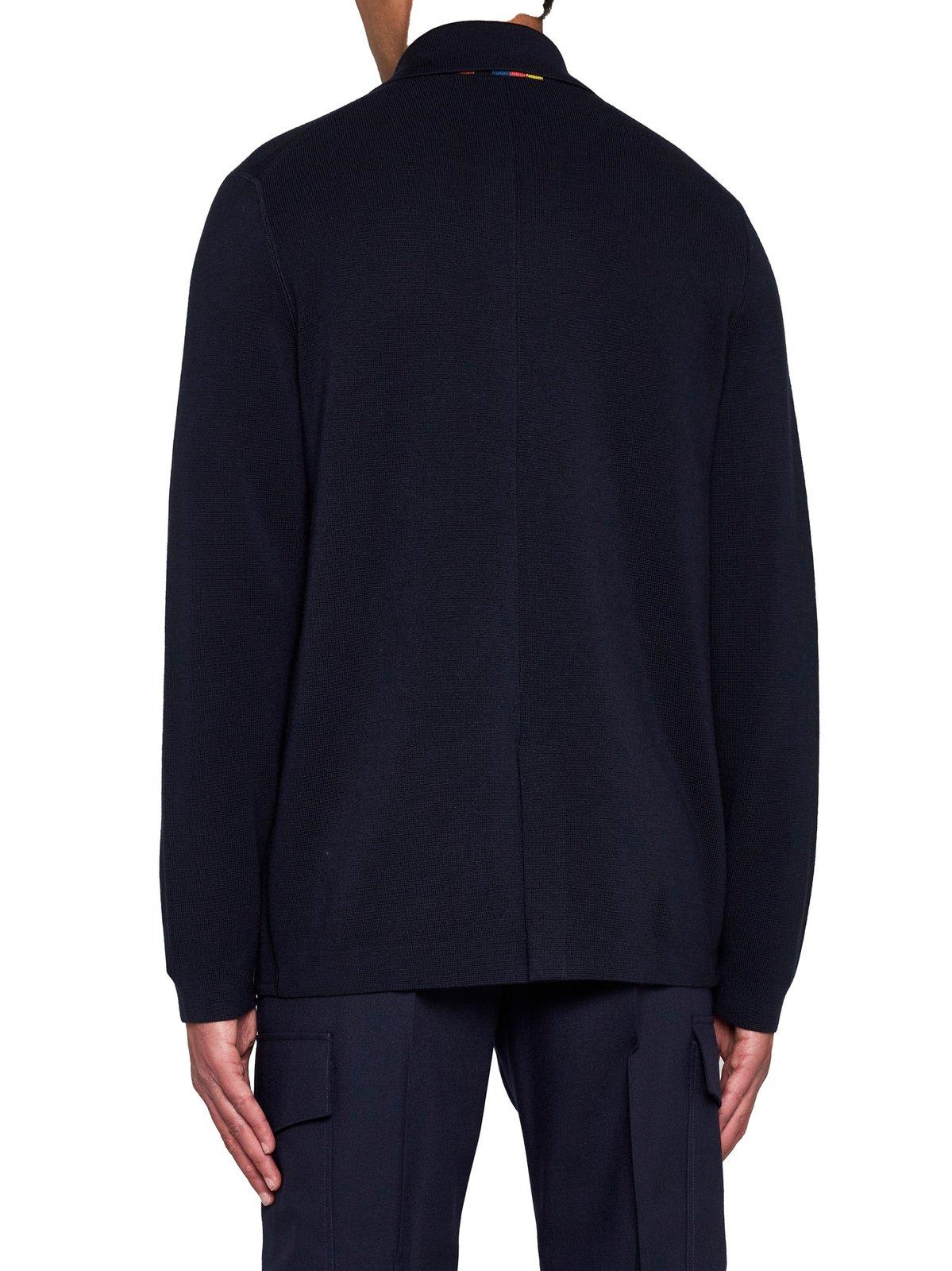 Shop Paul Smith V-neck Fine Knit Cardigan In Blue