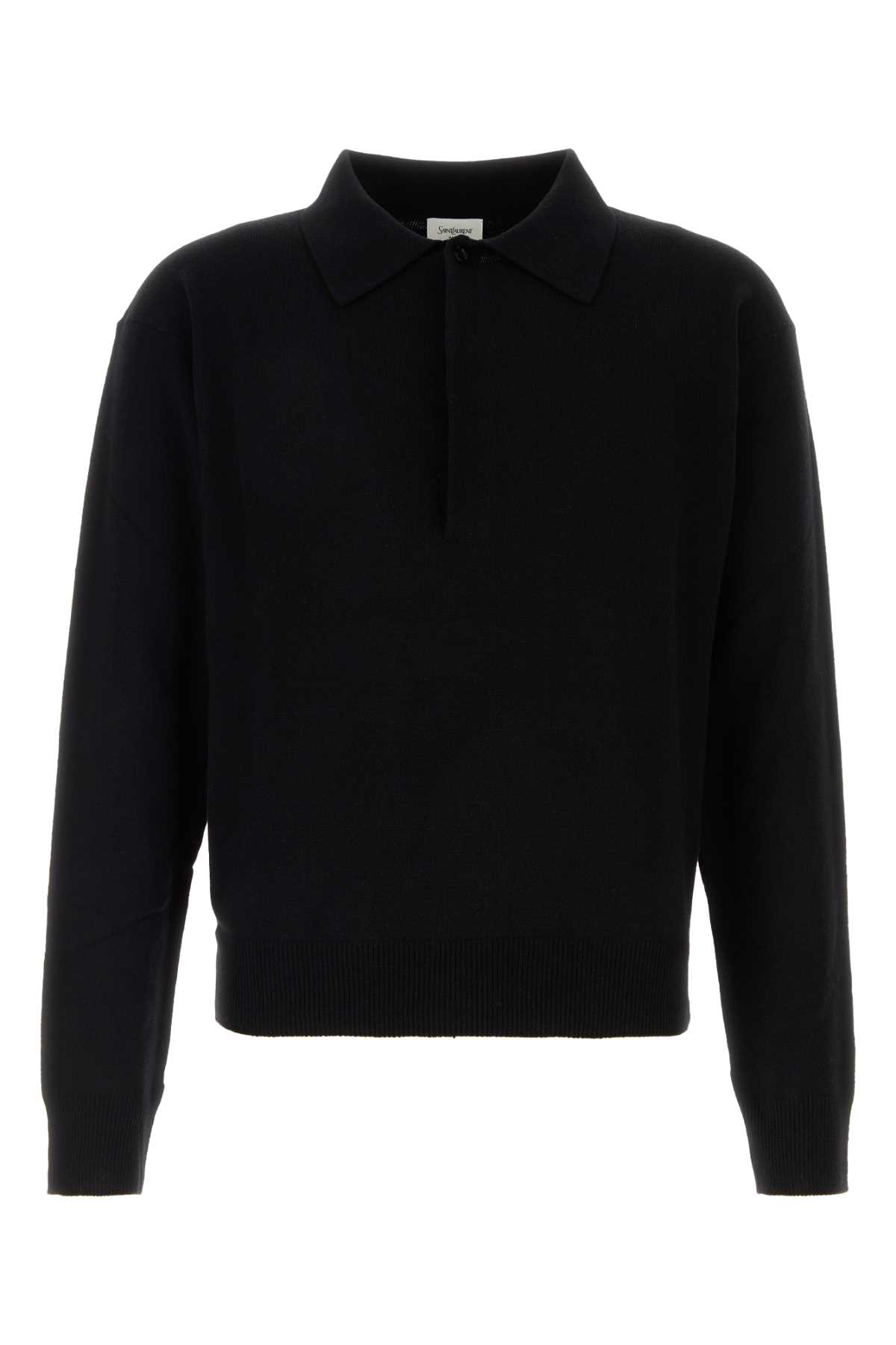 Saint Laurent Wool Polo Sweater In Black