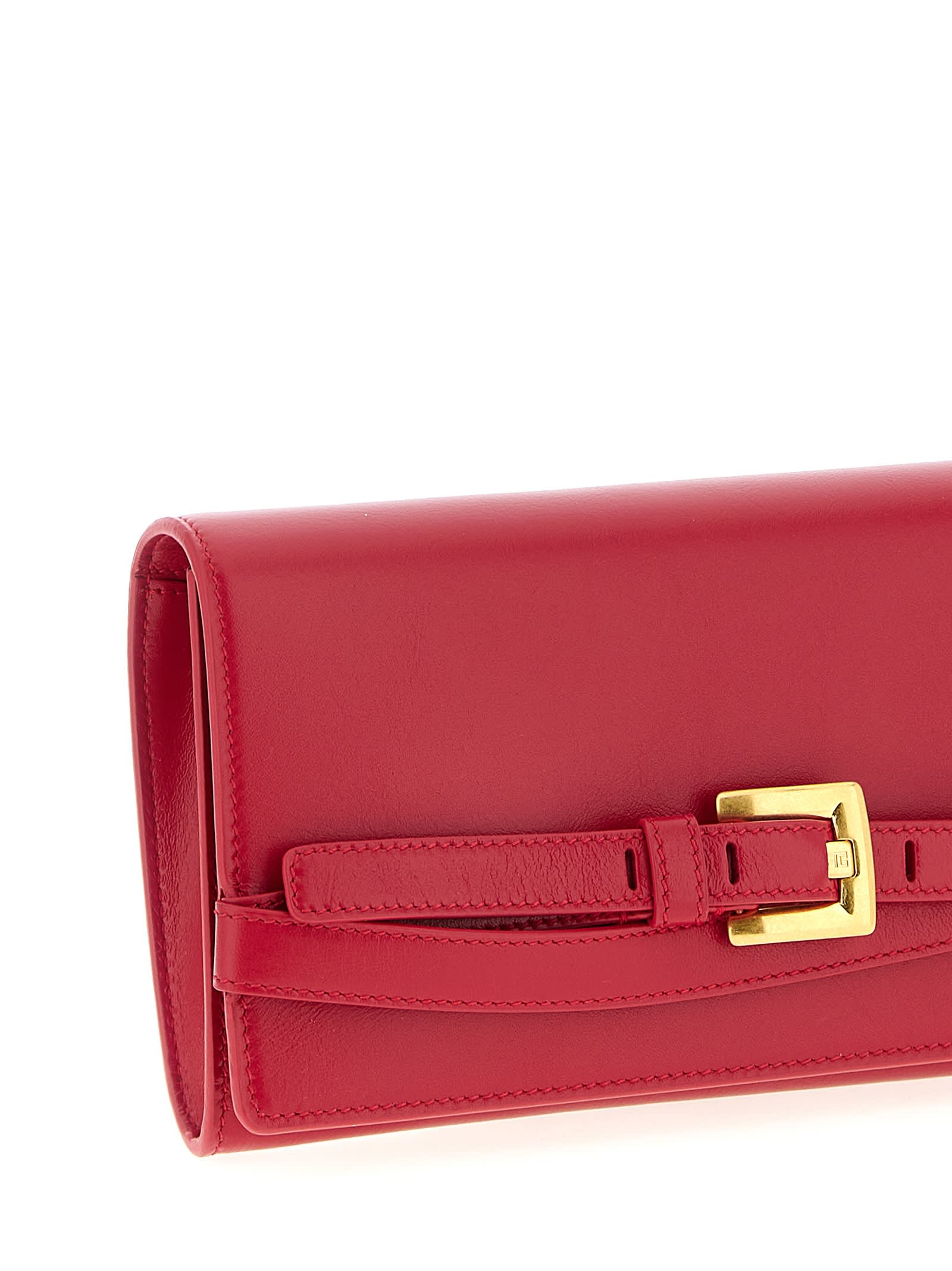 Balmain Shuffle Chain Wallet Buckle Detail In Red