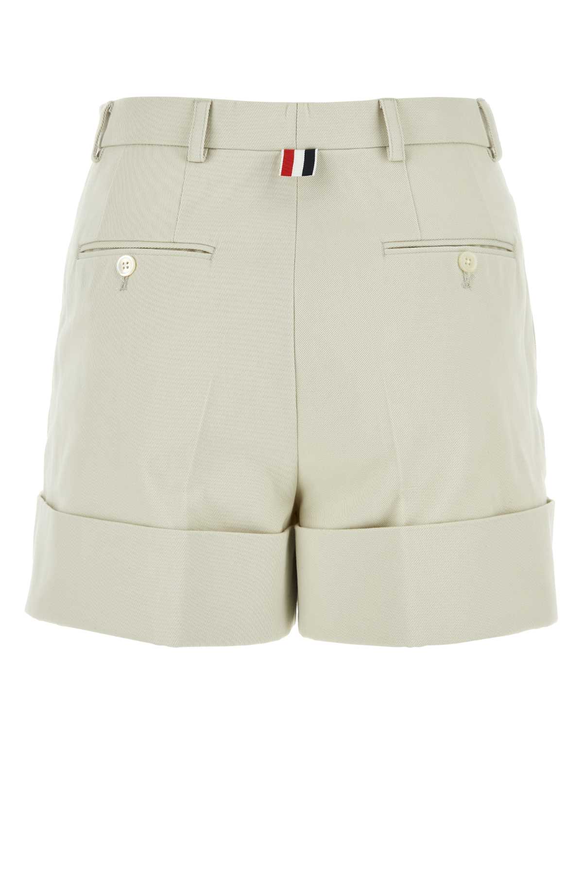 Thom Browne Sand Cotton Shorts In Naturalwhite