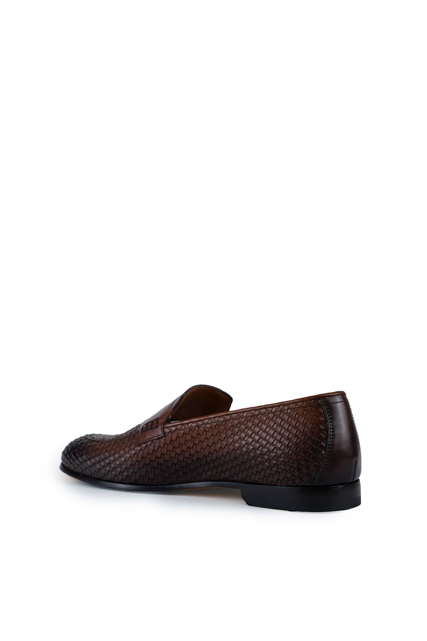 Doucal's Woven Leather Moccasins In Braidy Cuoio+f.do T.moro