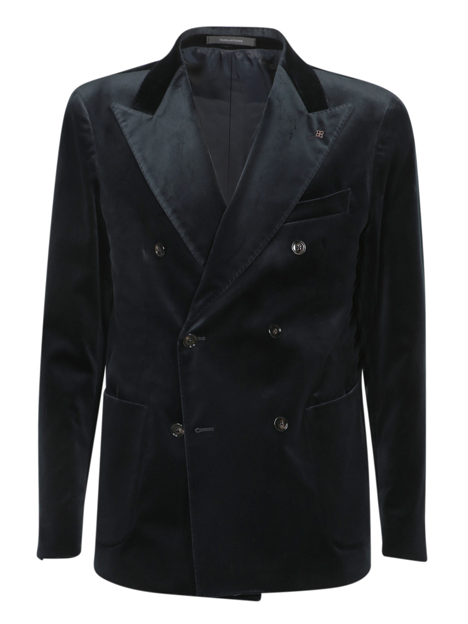 Shop Tagliatore Blue Velvet Jacket