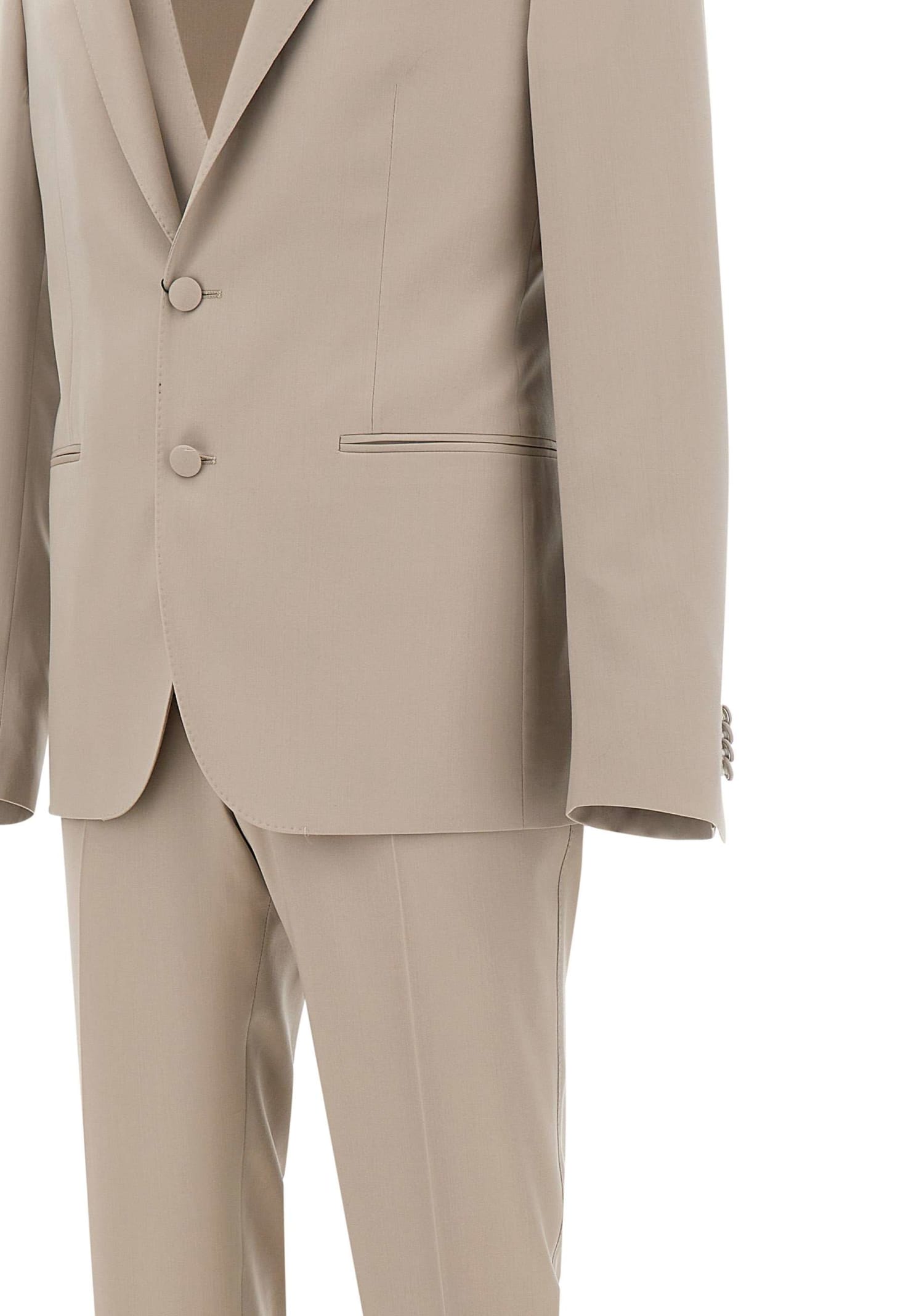 Shop Corneliani Fresh Wool Three-piece Suit In Beige