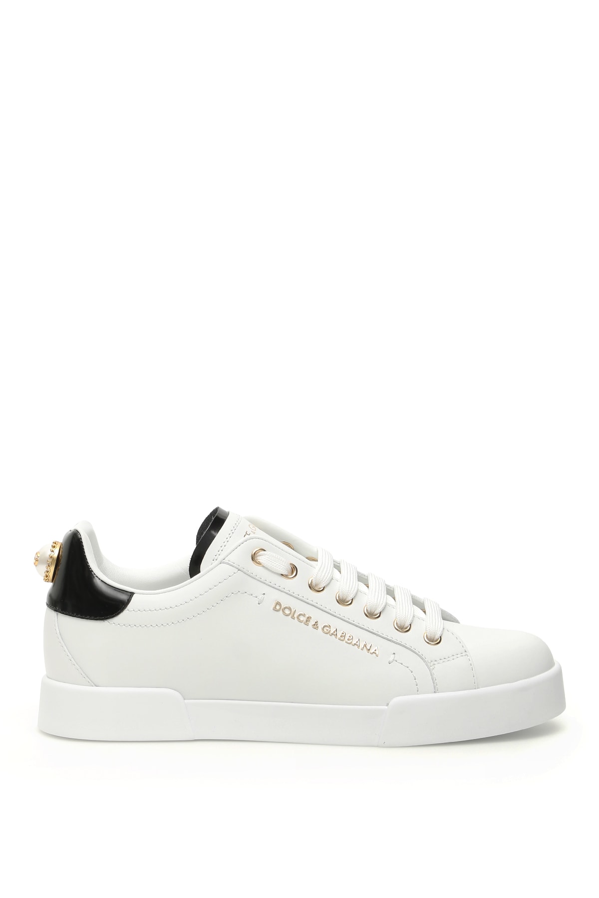 Dolce & Gabbana Portofino Leather Sneakers Dg Pearl