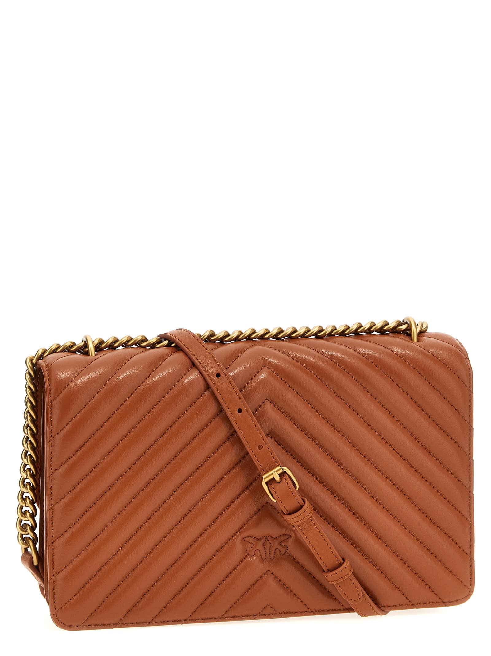 Pinko Classic Love One Crossbody Bag In Brown