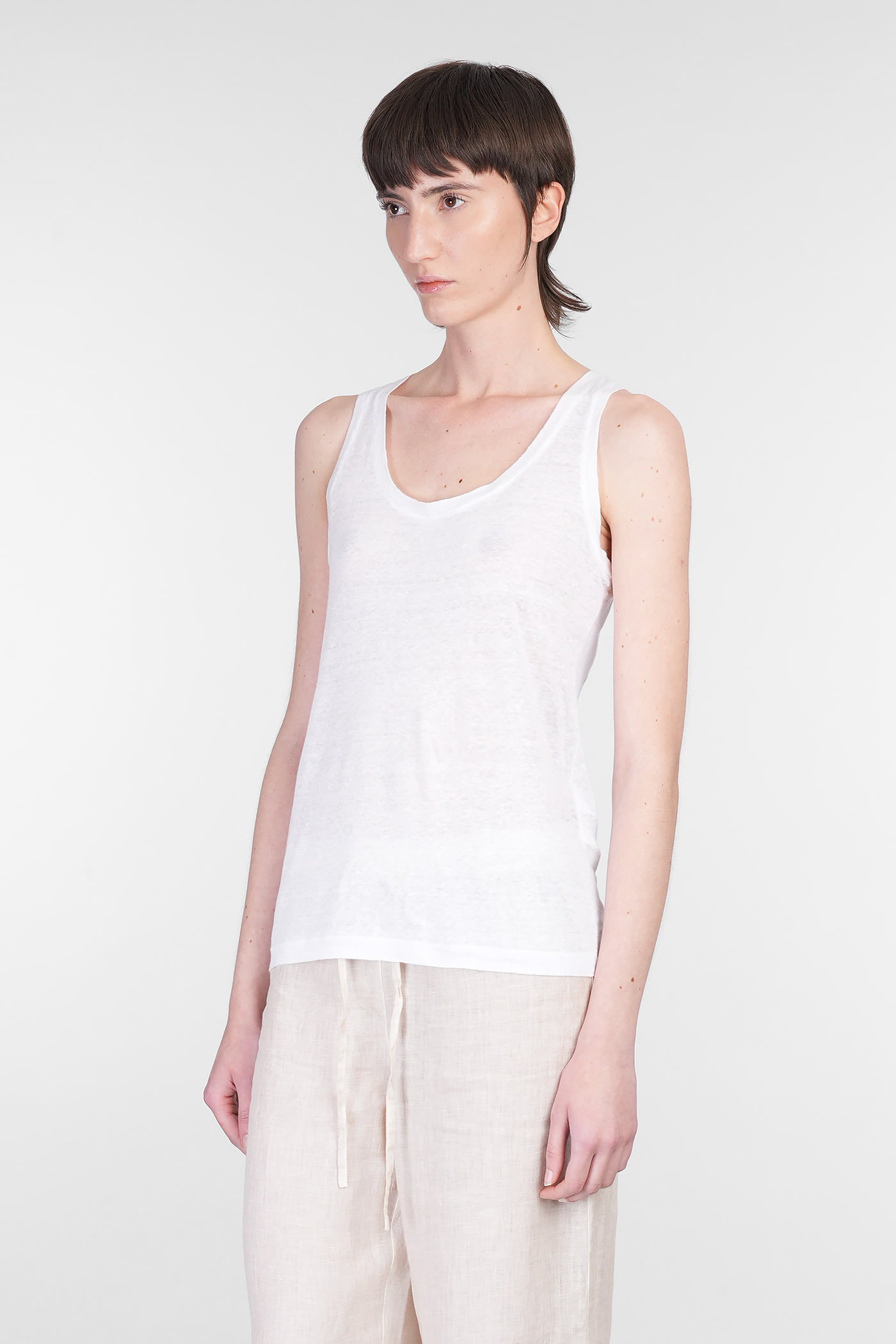 Shop 120% Lino Tank Top In White Linen