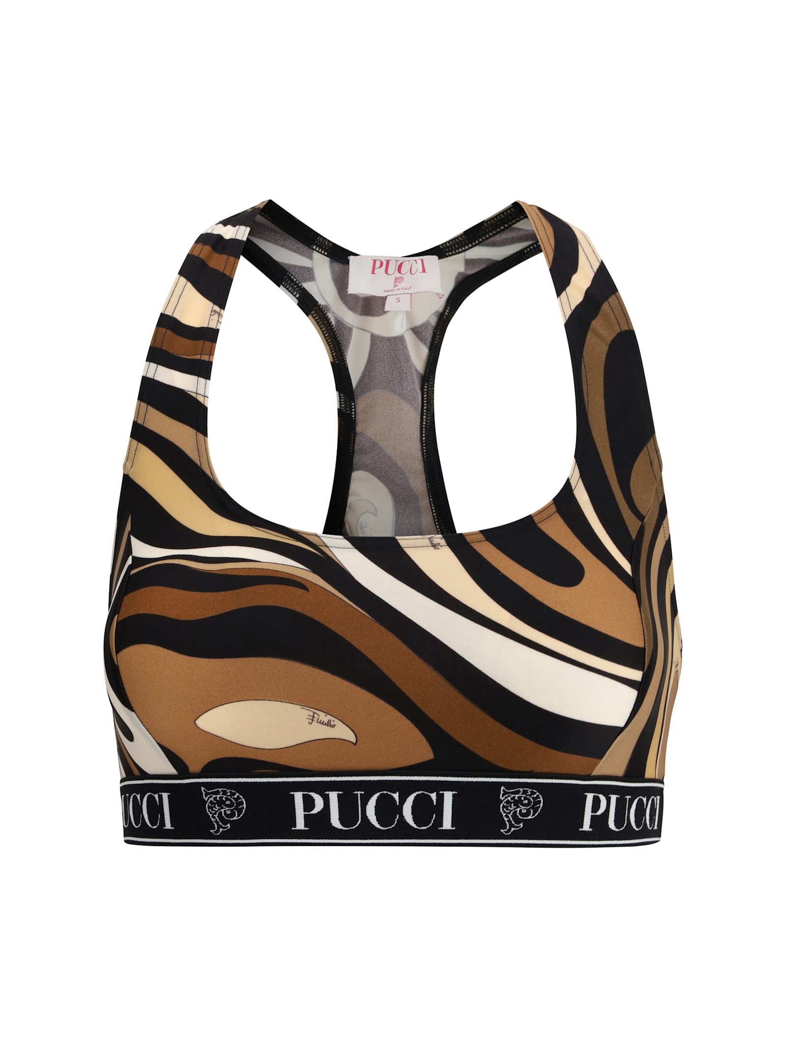 Pucci Multicolor Polyamide Sport Bra In Brown