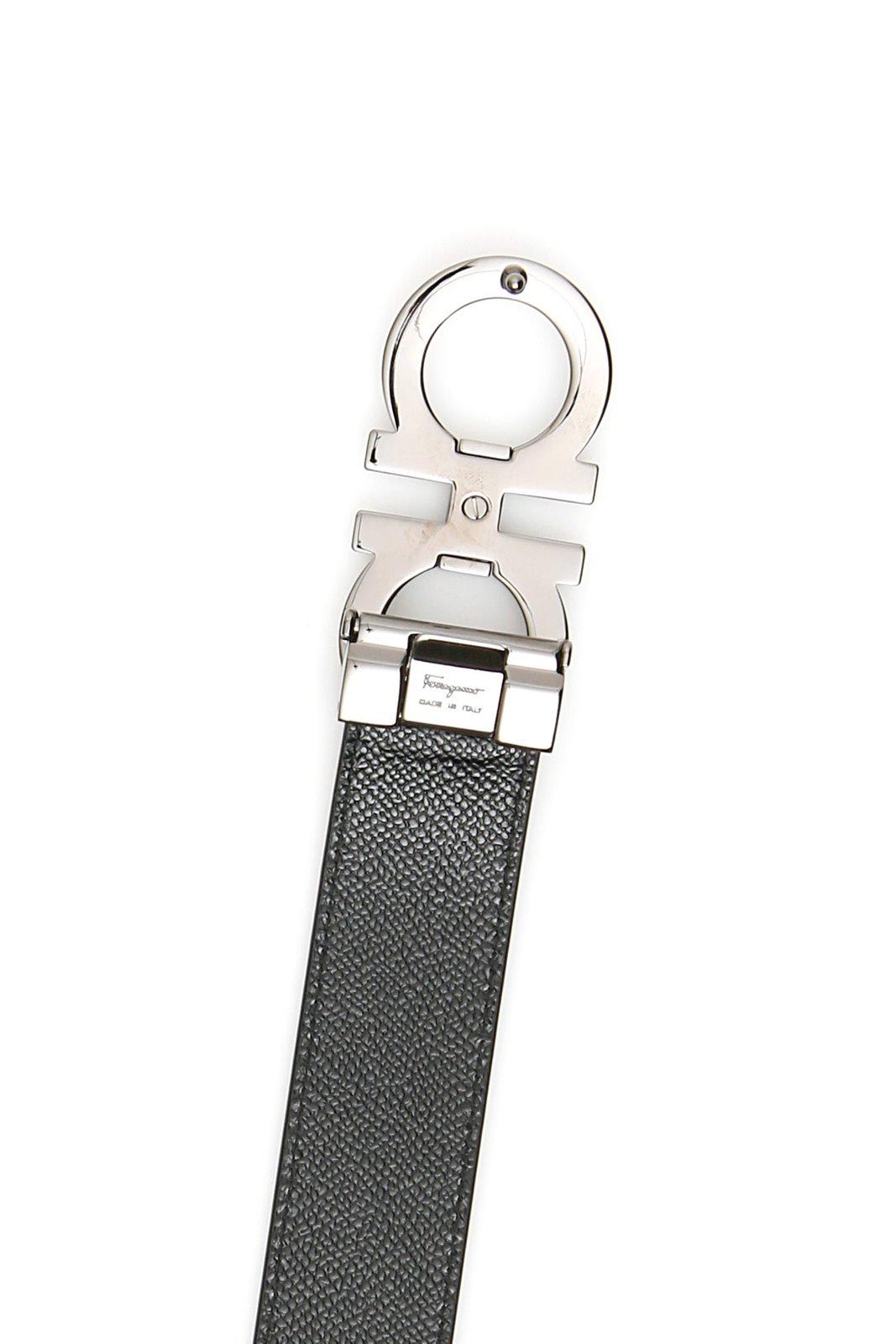 Ferragamo Gancini Reversible Buckle Belt In Brown