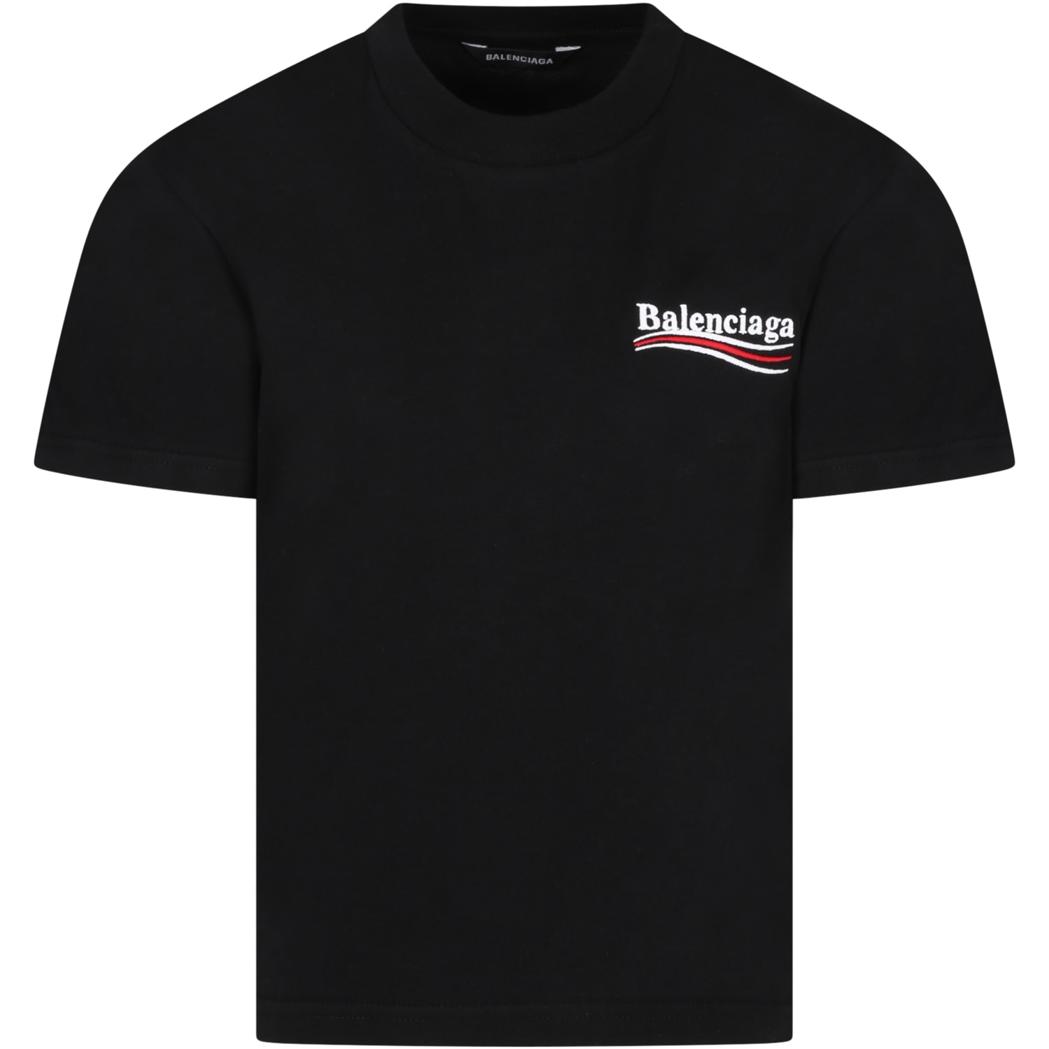 Balenciaga Black T-shirt For Kids With White Logo