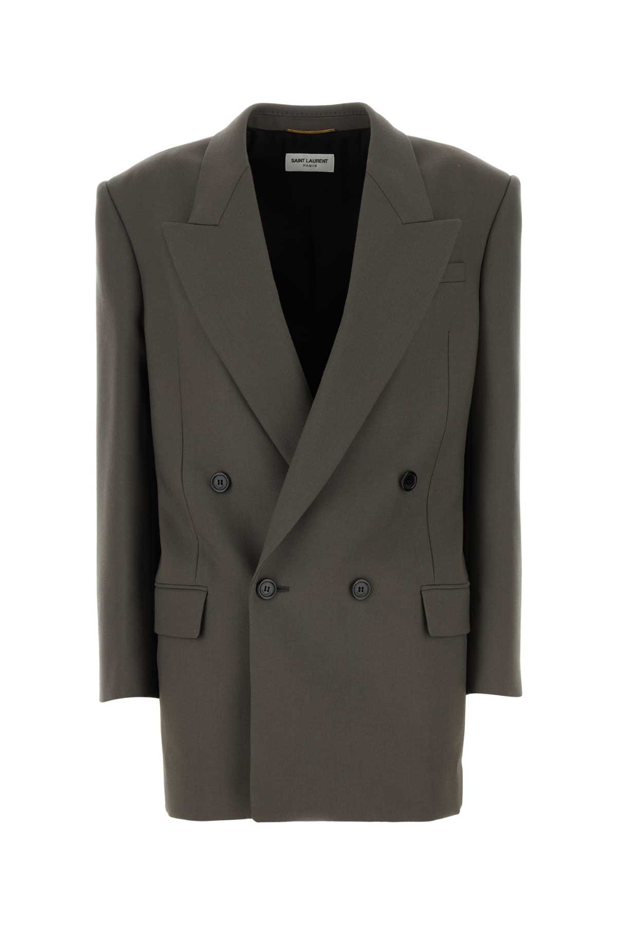 Saint Laurent Wool Gabardine Jacket In Argile