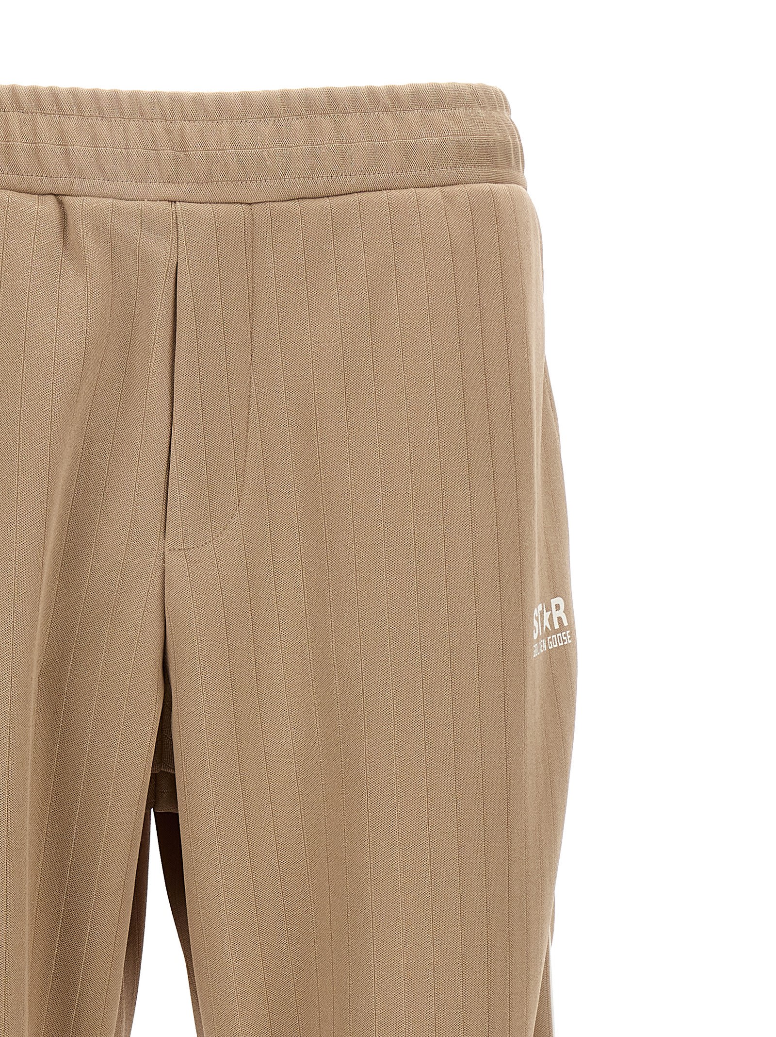 Shop Golden Goose Mark Wide Joggers In Beige